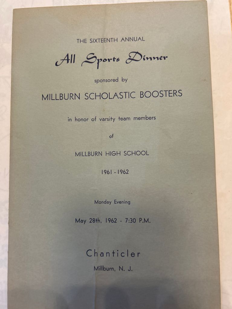          Dunn: Millburn High School All Sports Dinner Program, 1962 picture number 1
   