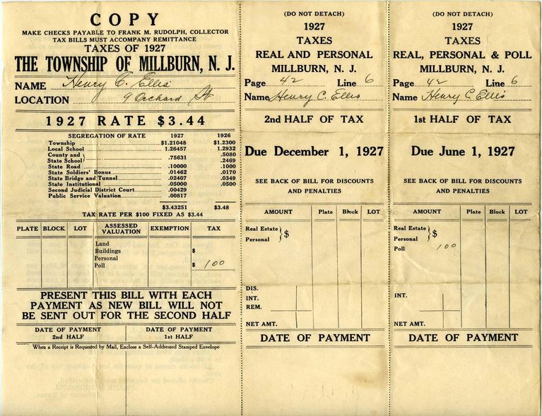          Ellis: Henry C. Ellis 1927 Tax Bill picture number 1
   