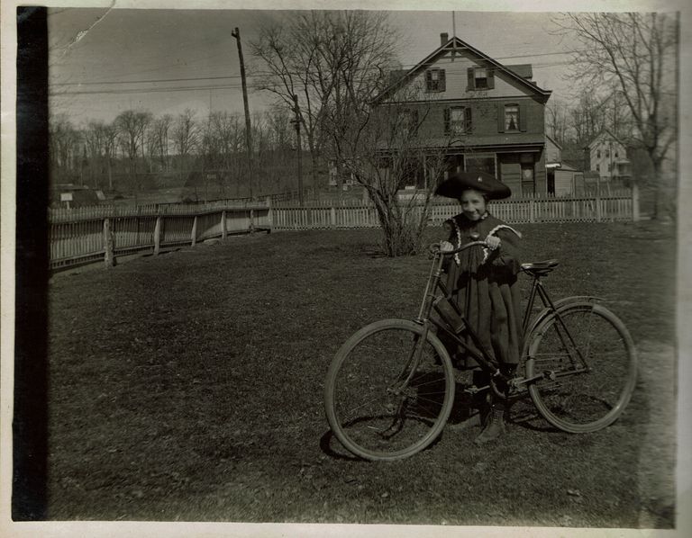         Marshall-Schmidt Album: Marion or Margaret Marshall with Bicycle picture number 1
   