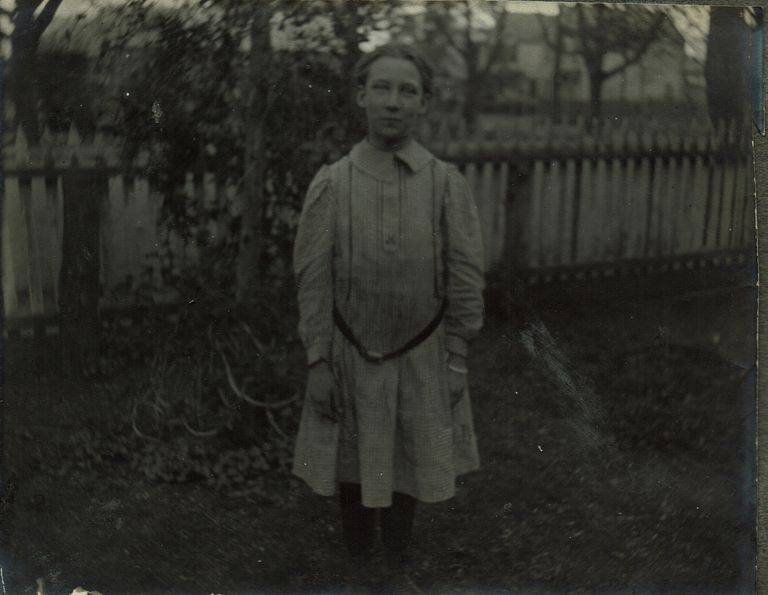          Marshall-Schmidt Album: Margaret Marshall Standing with Fence Behind picture number 1
   