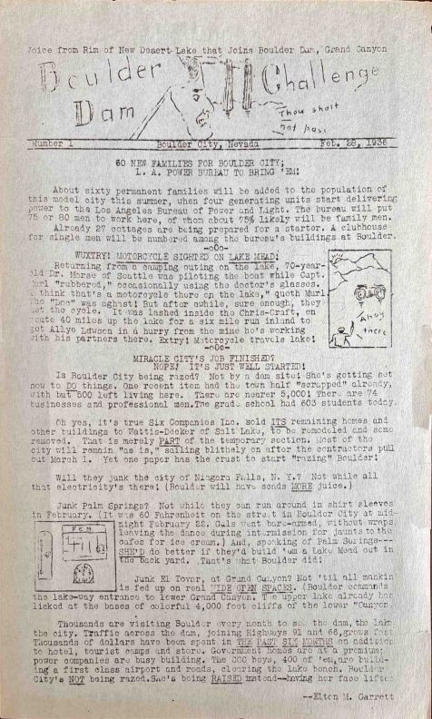 Boulder Dam Challenge; #1 [February 28,1936] --By Elton Garrett