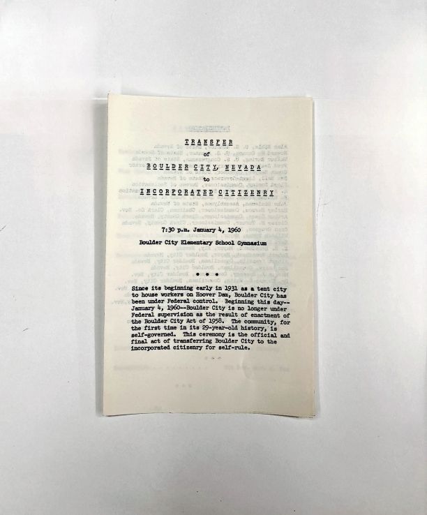 *Click on image for content.: MS.12 - Box 1 of 1; ff 46/50: transfer ceremony: program [January 4, 1960]