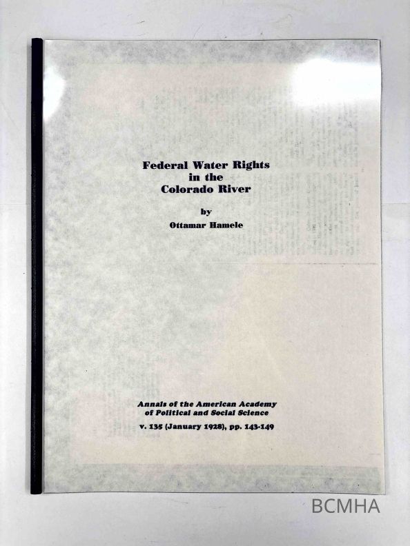 Federal Water rights in the Colorado River