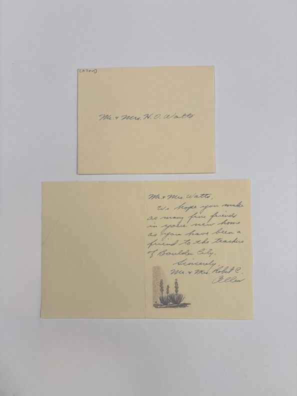 MS.110 - Box 1 of 1; ff 20/22: retirement cards [ Boulder City (1951)]