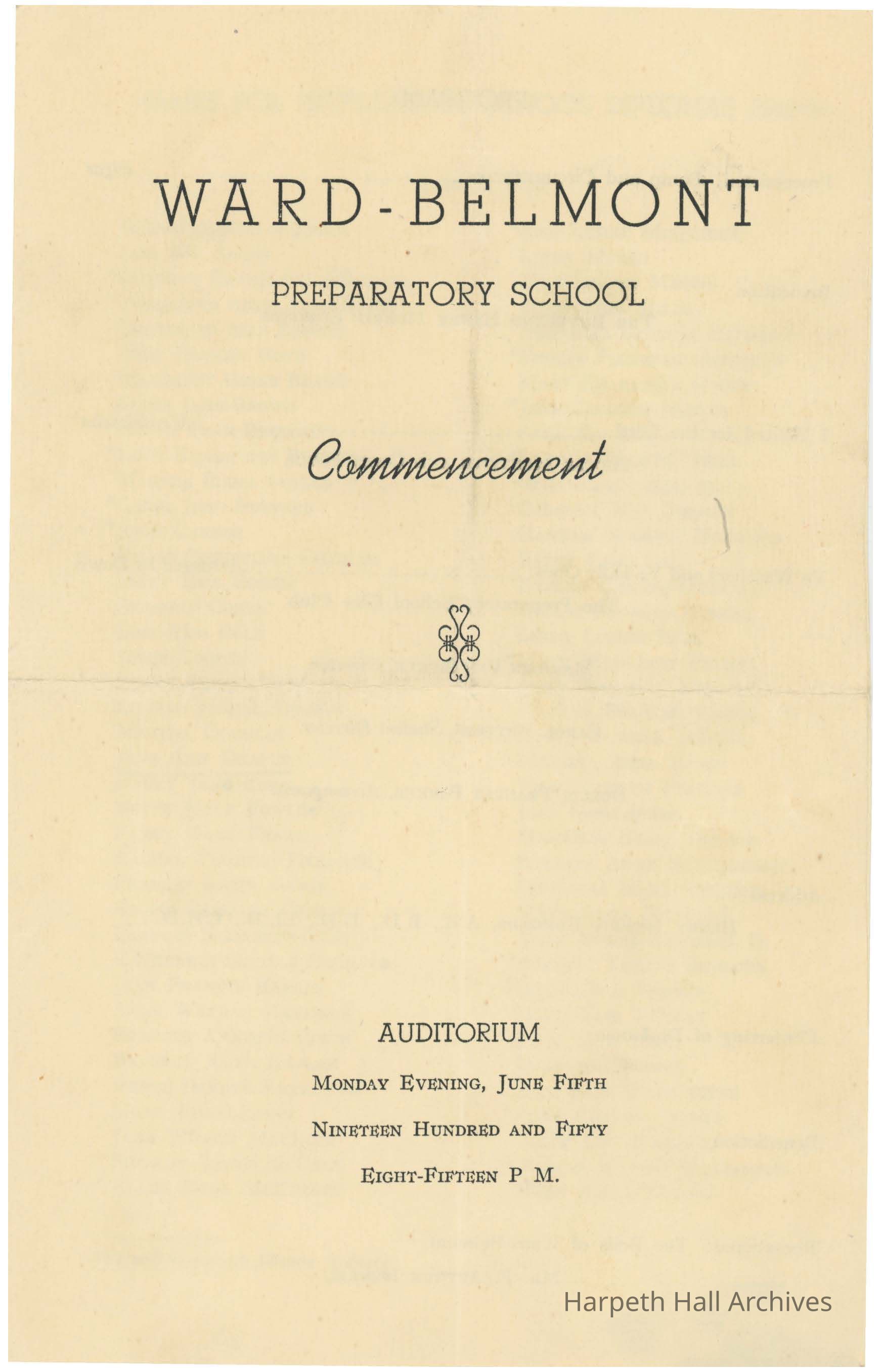 1949 Ward-Belmont Preparatory School Commencement Program