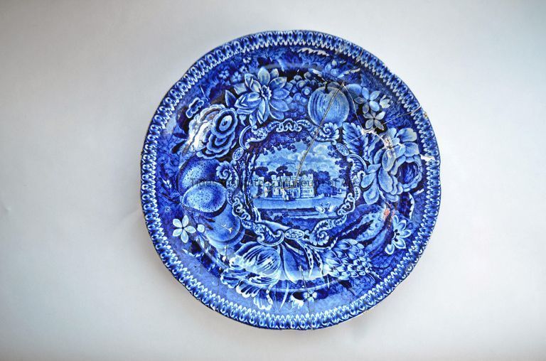 Flow Blue Plate | R. Hall's, Select Views, Warleigh House, Somersetshire, England | Stone China | c.1825