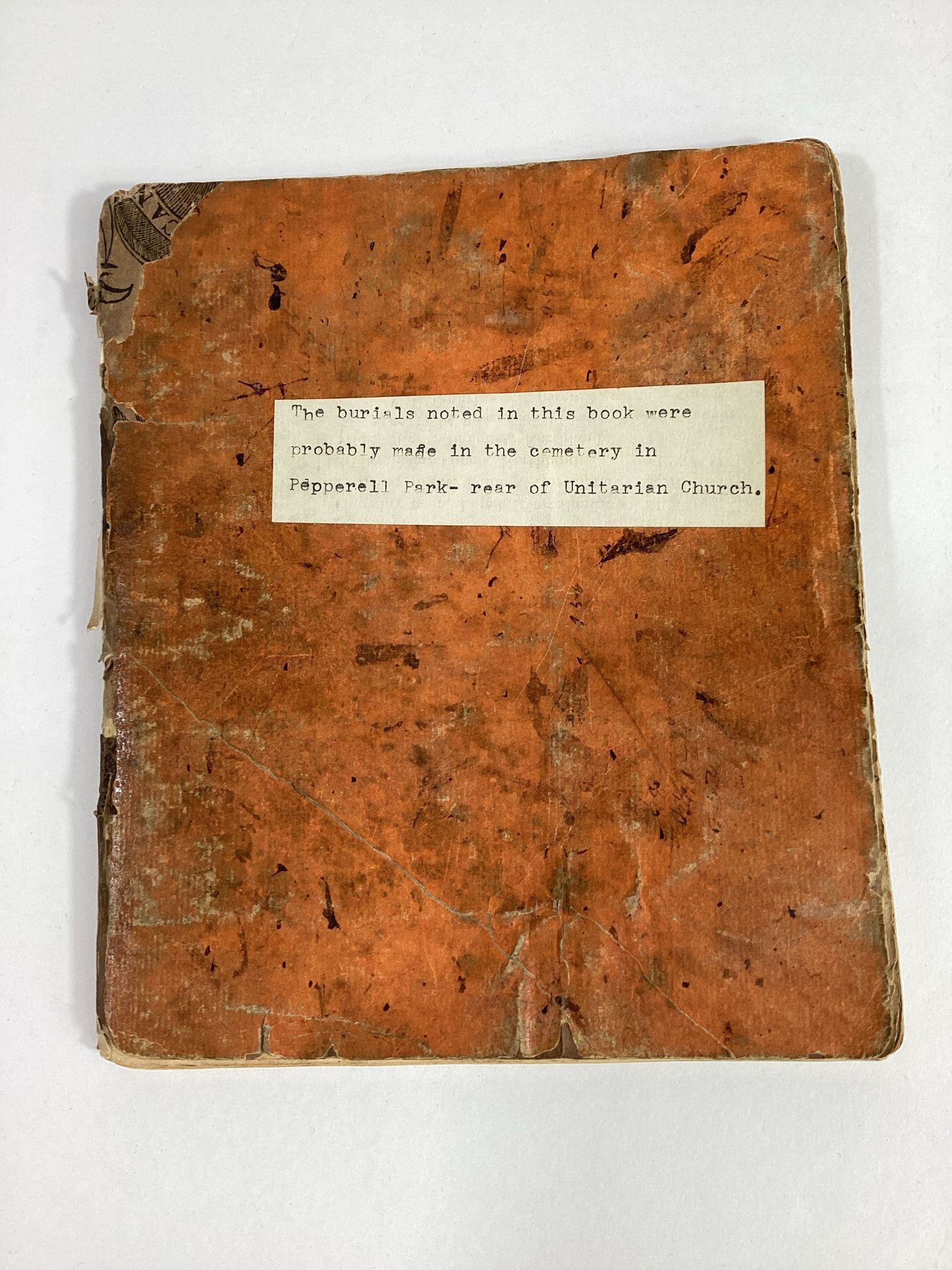 Pepperell Park Cemetery Burial Book, 1822-1841