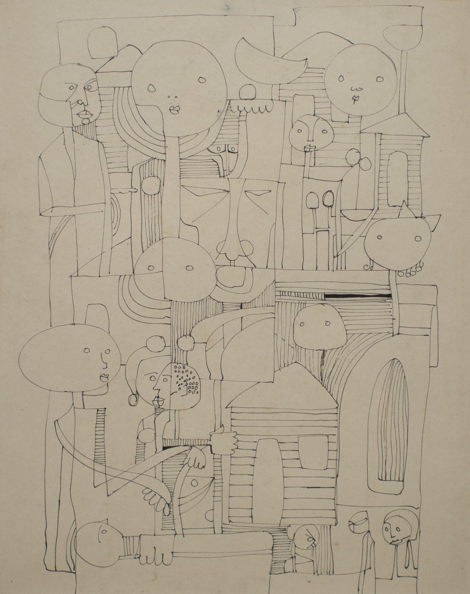 Untitled (Abstract with Clapboard House and Figures) picture number 1