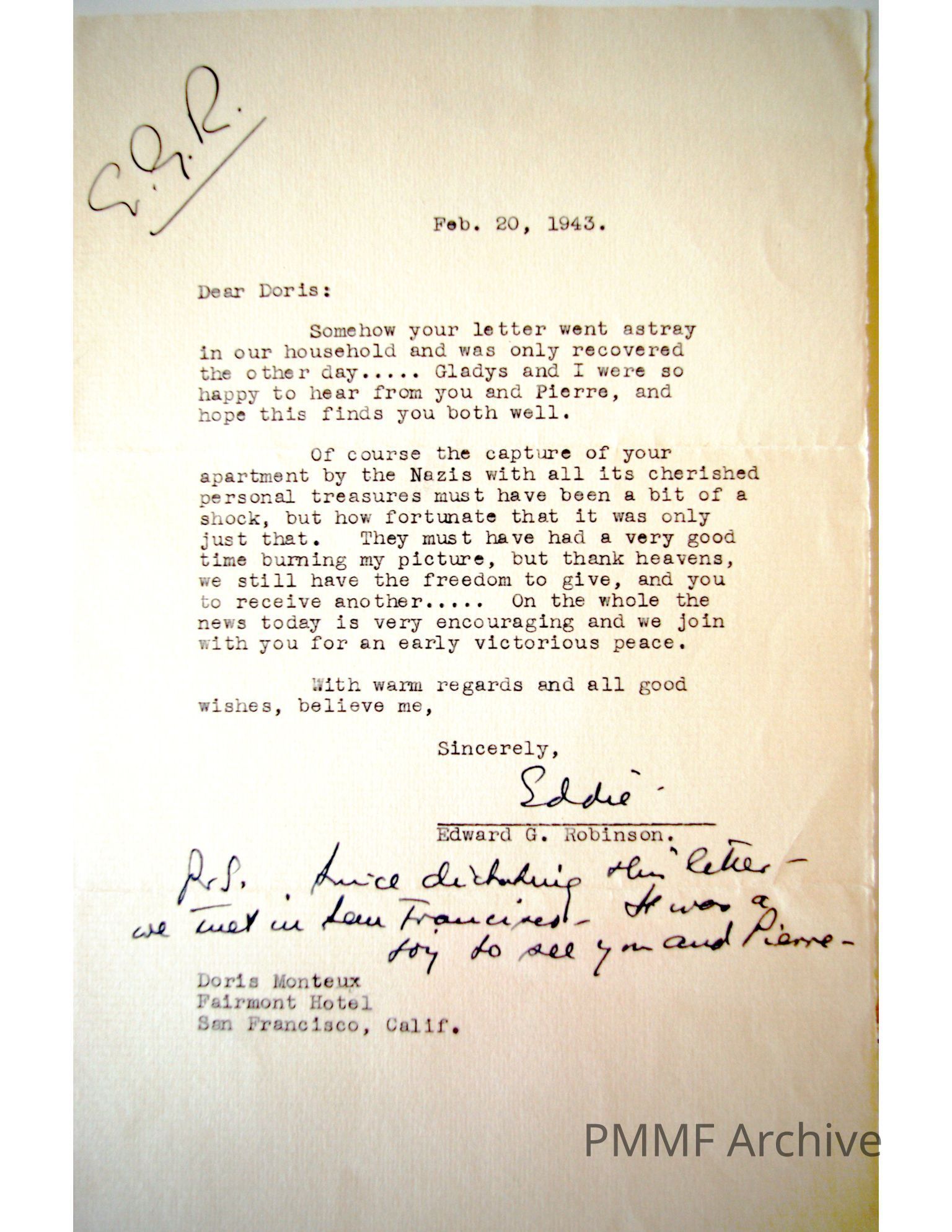 Personal Correspondence to/from Doris