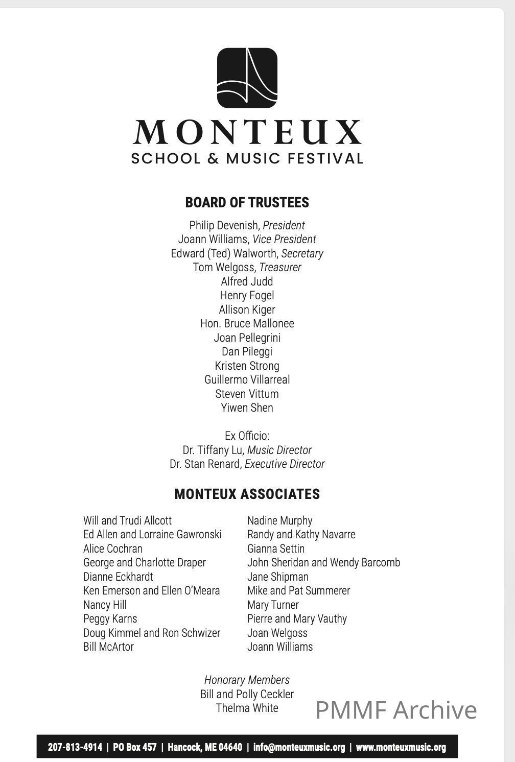 Monteux Board of Directors and Associates