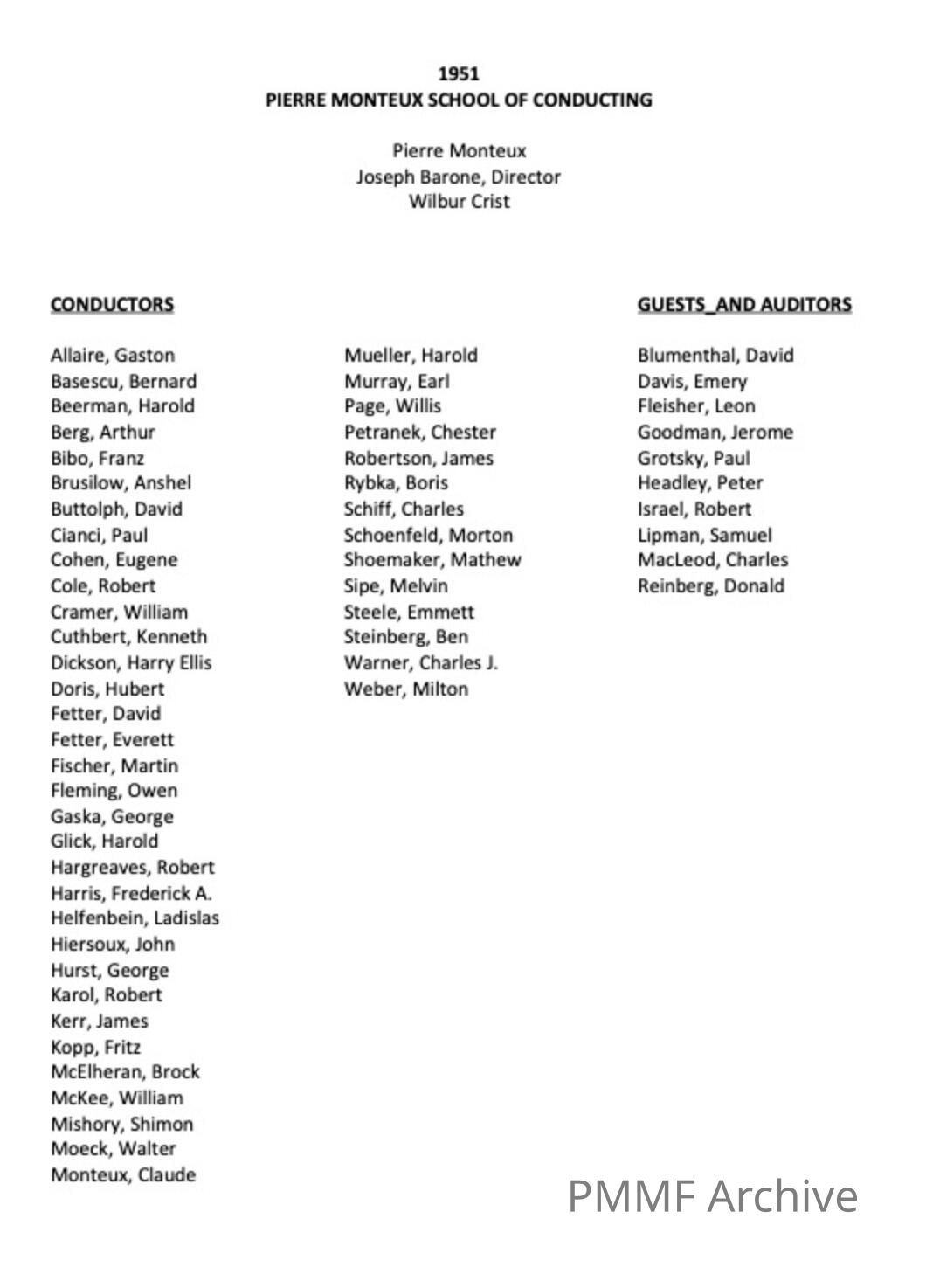 Historic Monteux School Records,  Documents & Photographs