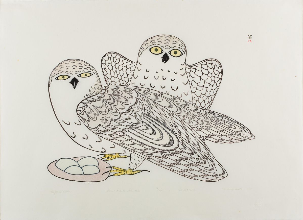 Defiant Owls by Kananginak Pootoogook, depicting Snowy Owl