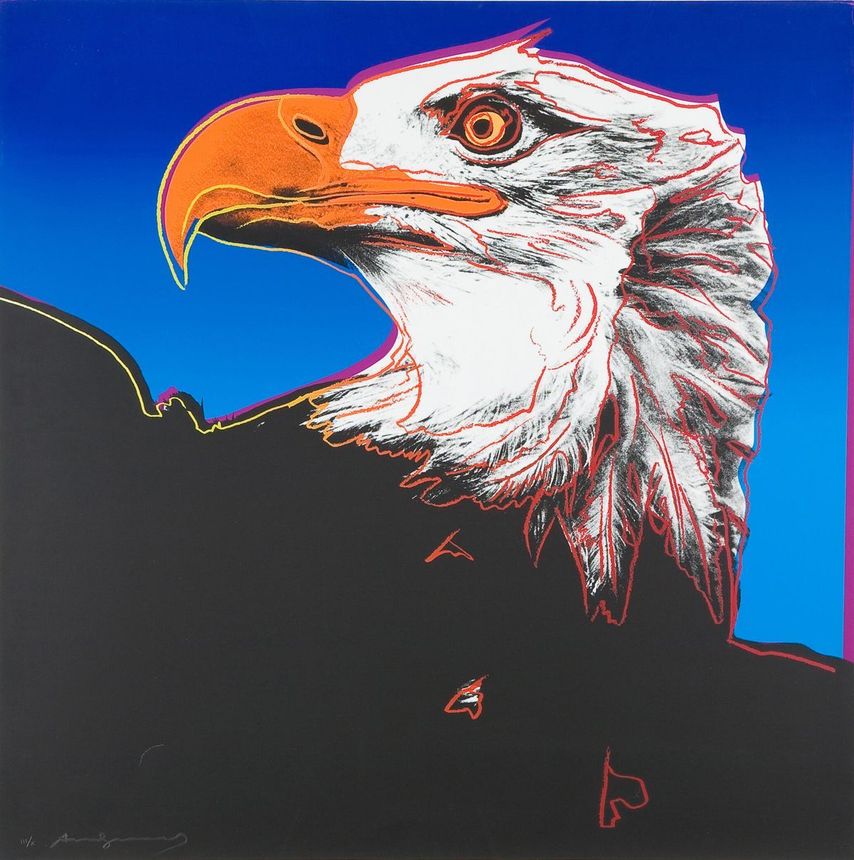 Bald Eagle: Silkscreen on paper by Andy Warhol, depicting Bald Eagle