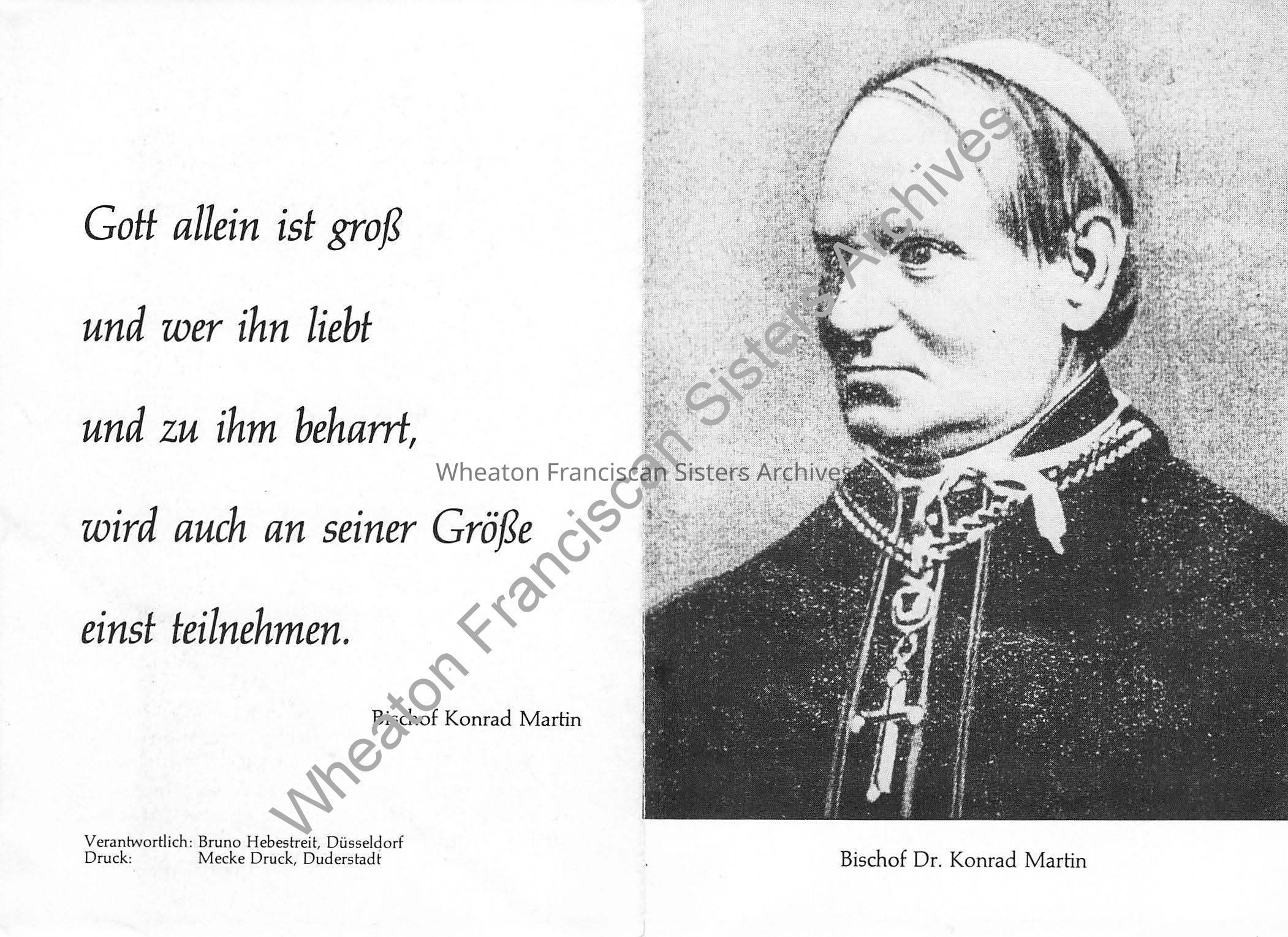 Bishop Konrad Martin Photo Card: PDF, Watermarked