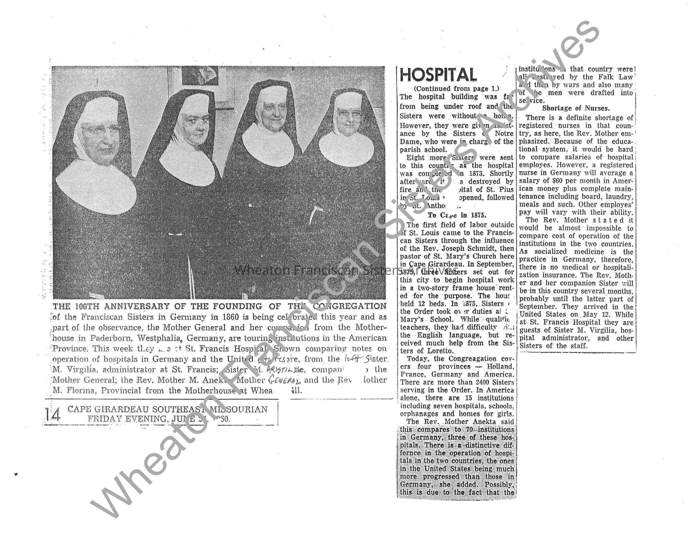 St. Francis Hospital Newspaper Article: PDF, Watermarked