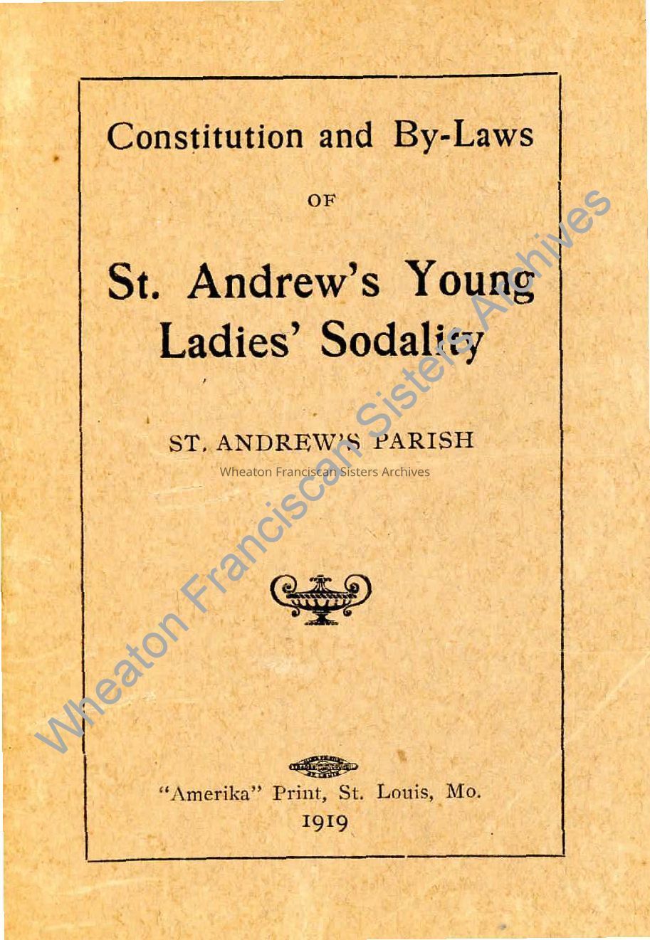 Constitution and By-Laws of St. Andrew’s Young Ladies Sodality: PDF, Watermarked