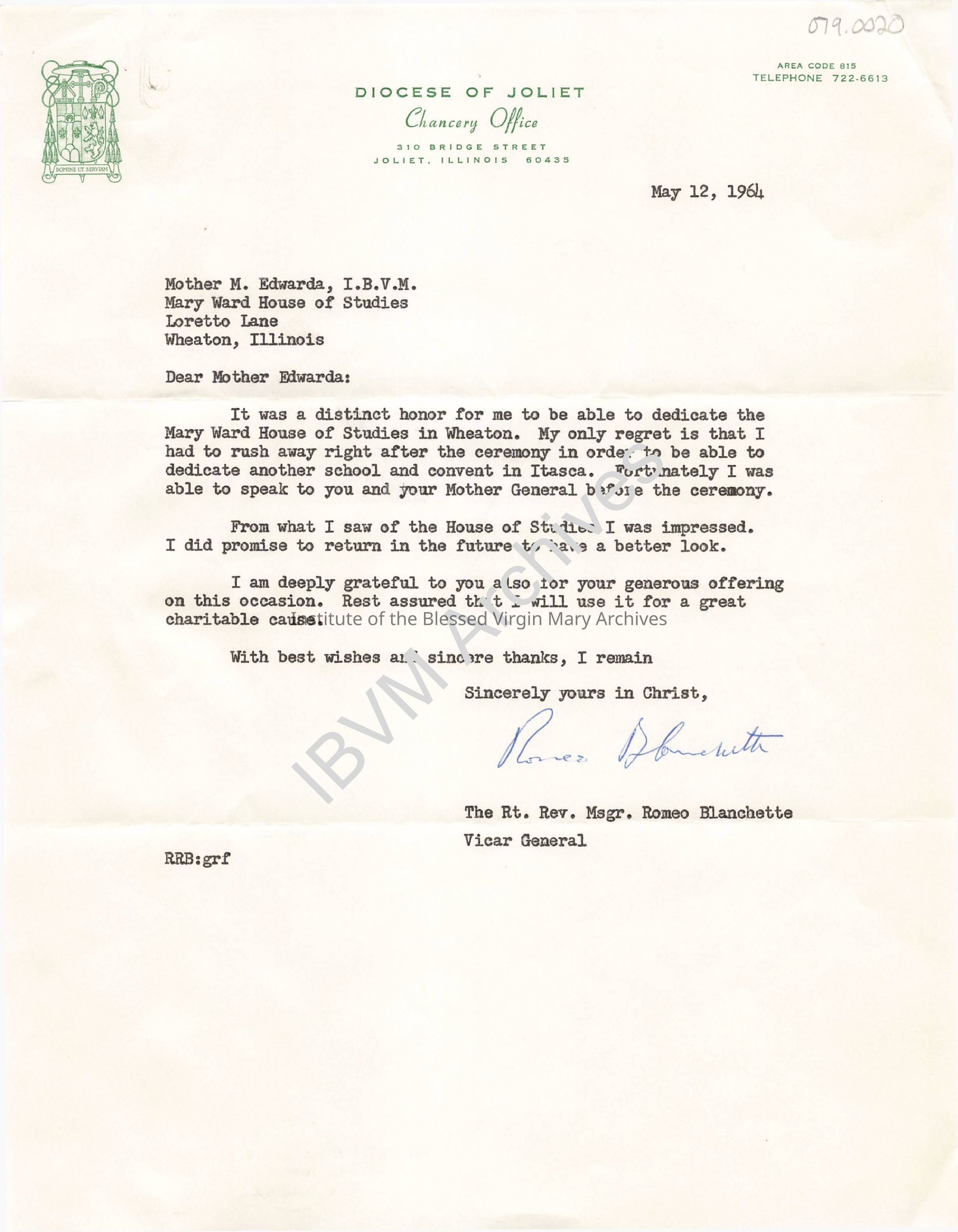 Letter from Reverend Monsignor Romeo Blanchette: PDF, Watermarked