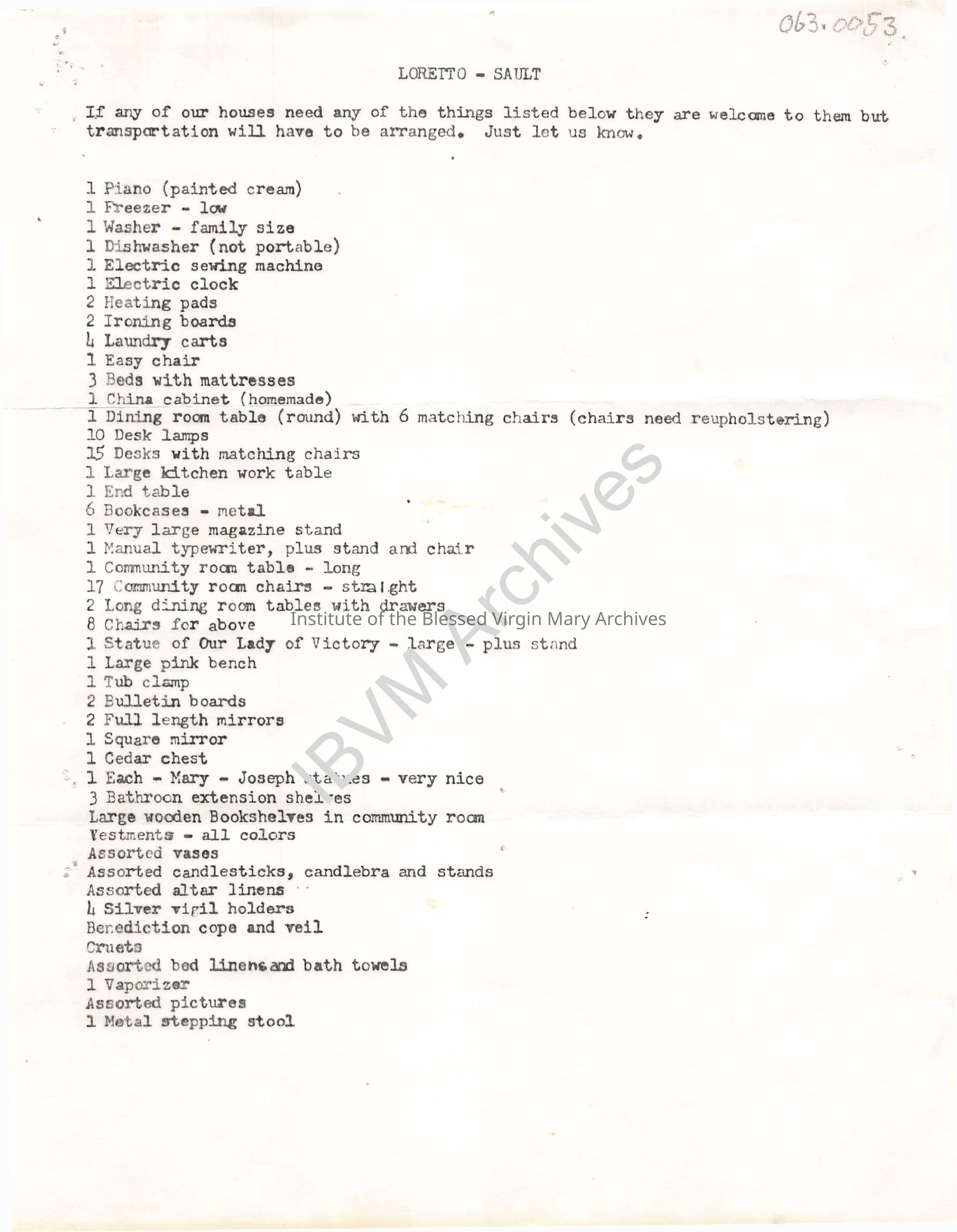 List of Loretto Convent Items: PDF, Watermarked