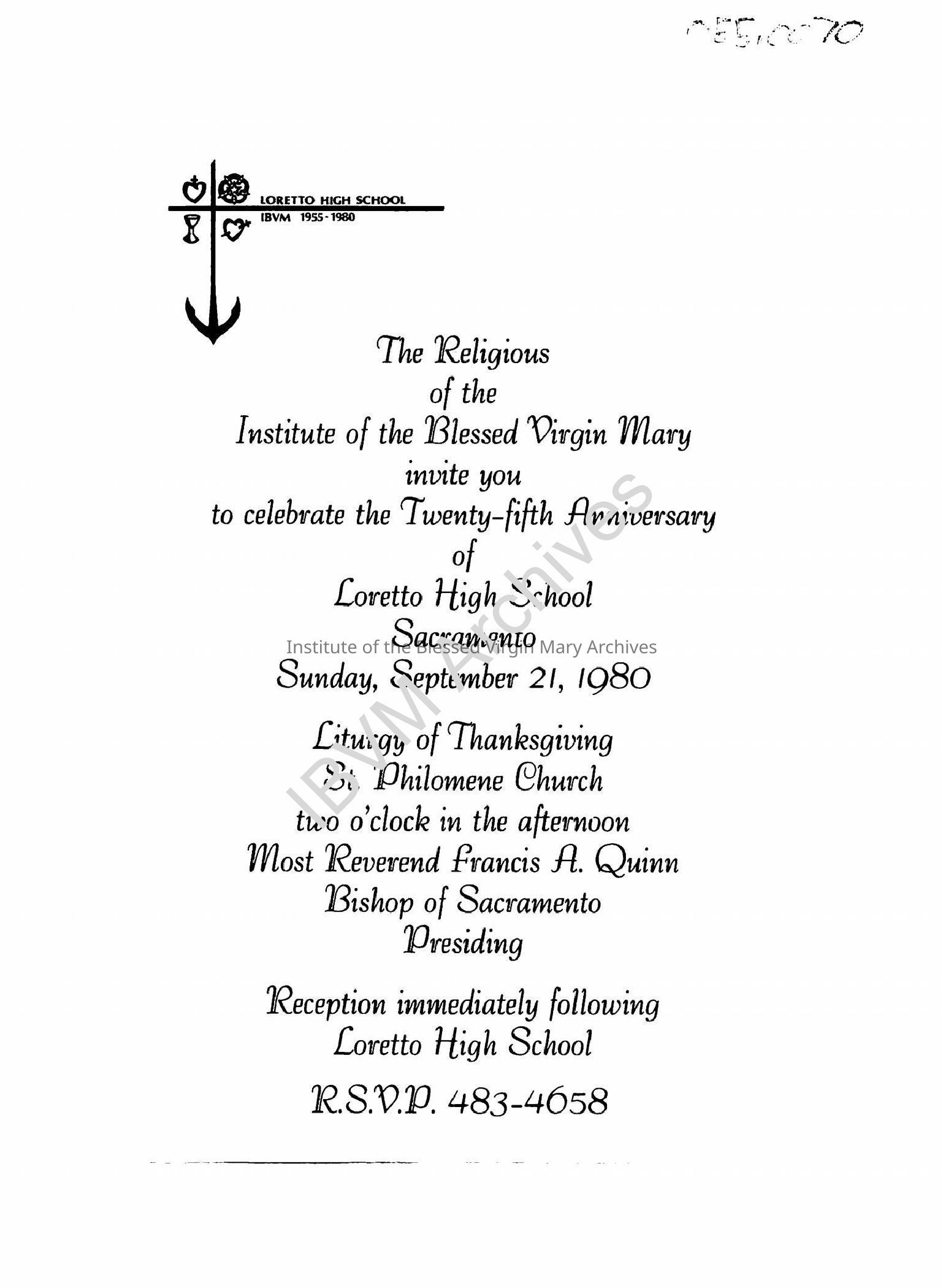 Loretto High School Anniversary Invitation: PDF, Watermarked