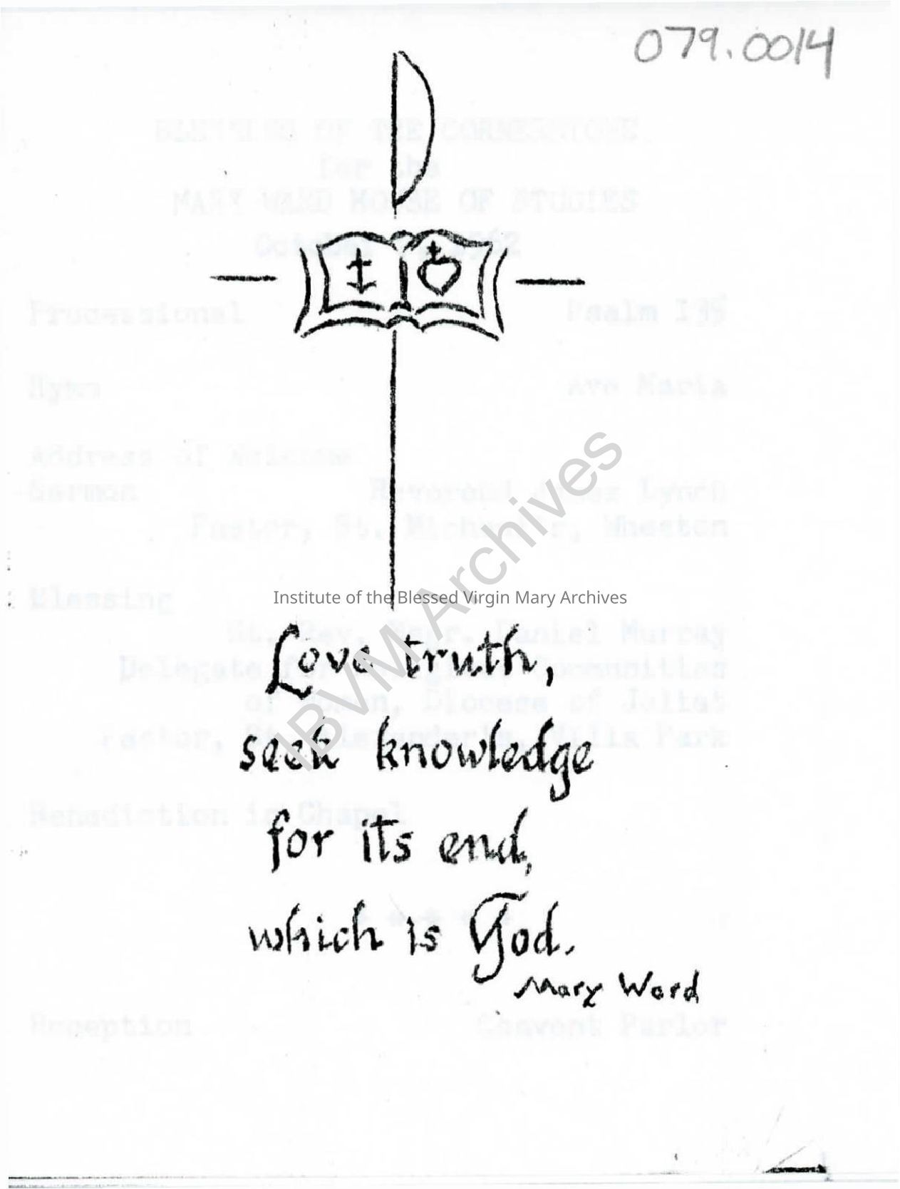 Mary Ward House of Studies Cornerstone Blessing Program: PDF, Watermarked