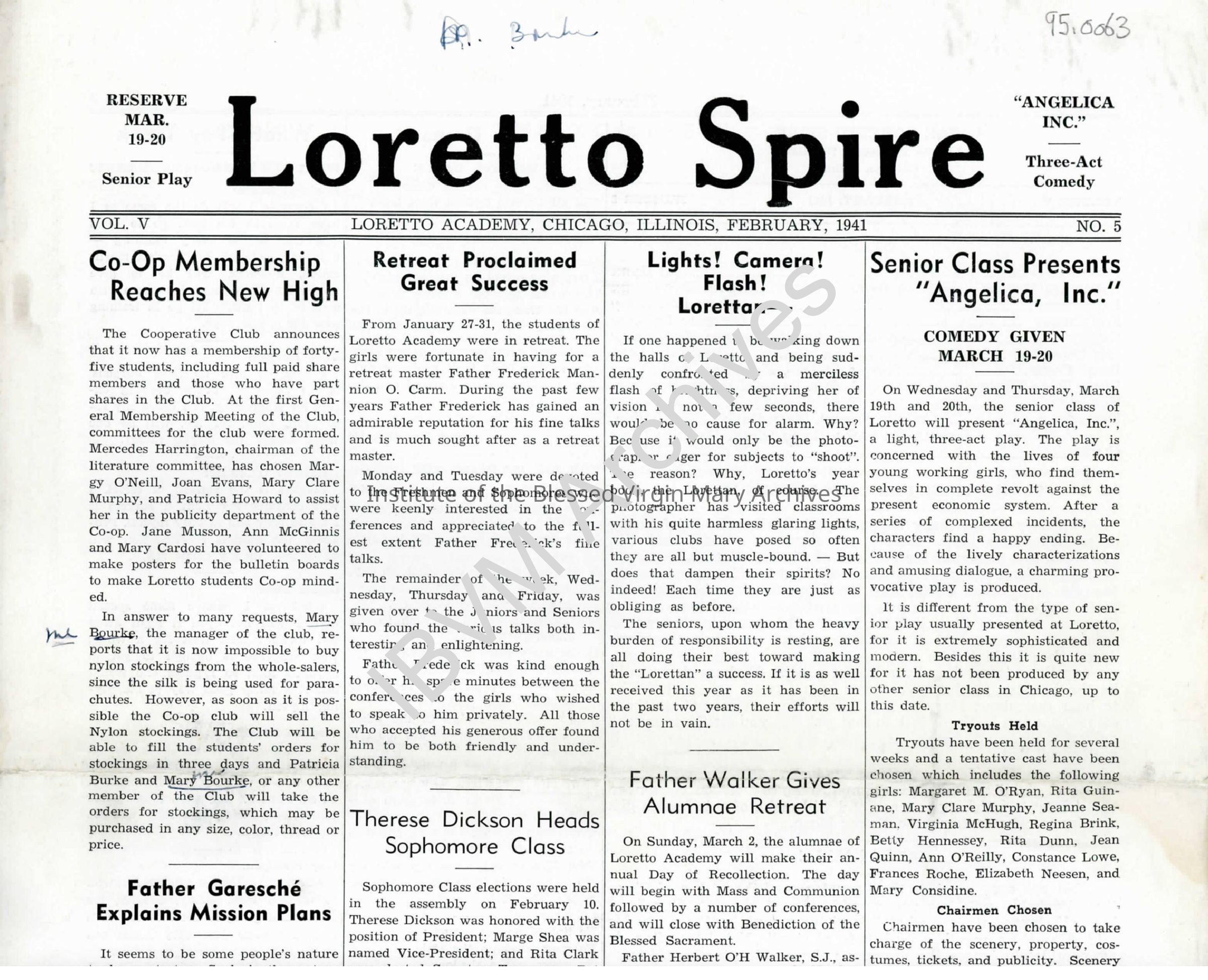 Loretto Spire, Volume V No. 5, 1941: PDF, Watermarked