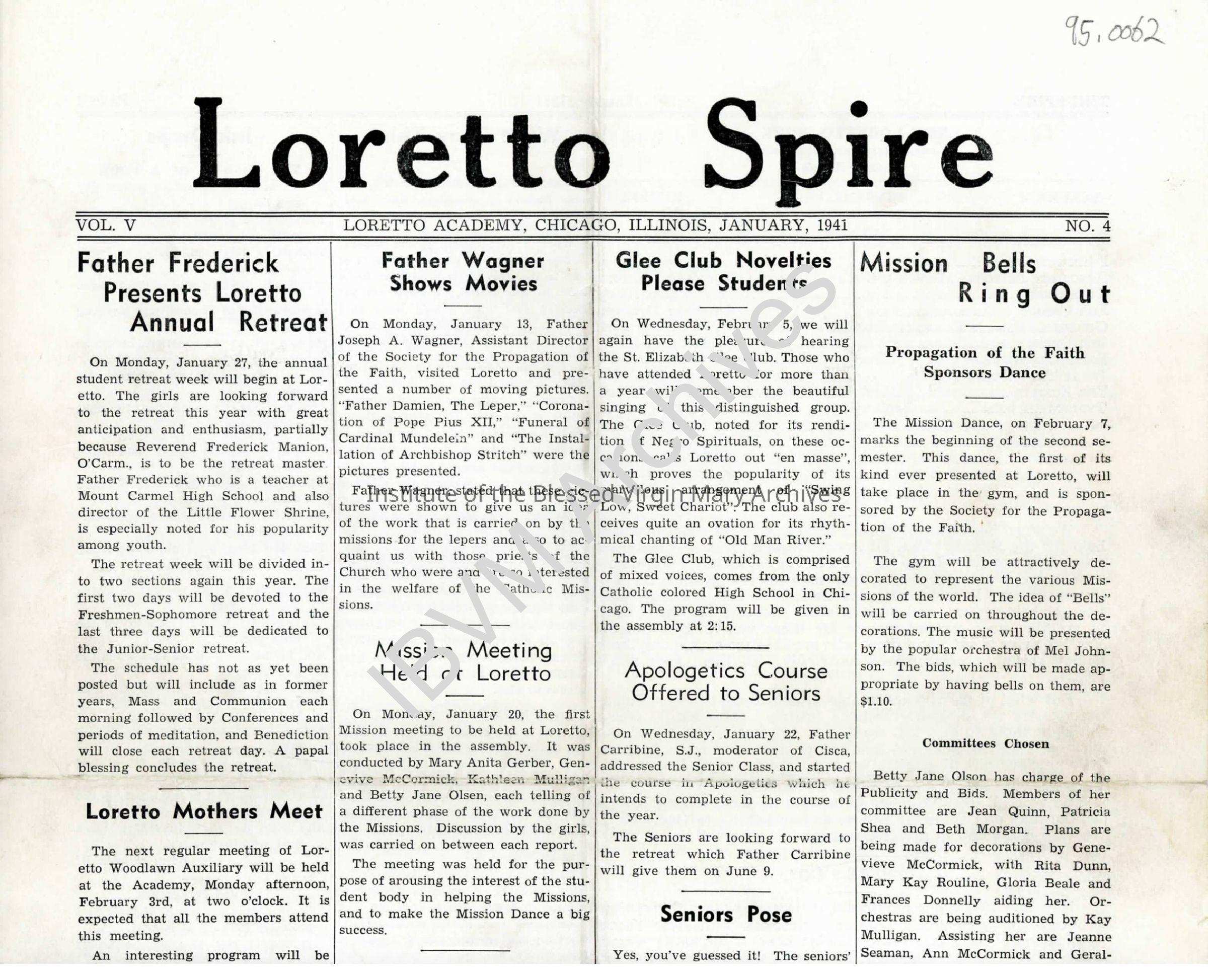 Loretto Spire, Volume V No. 4, 1941: PDF, Watermarked