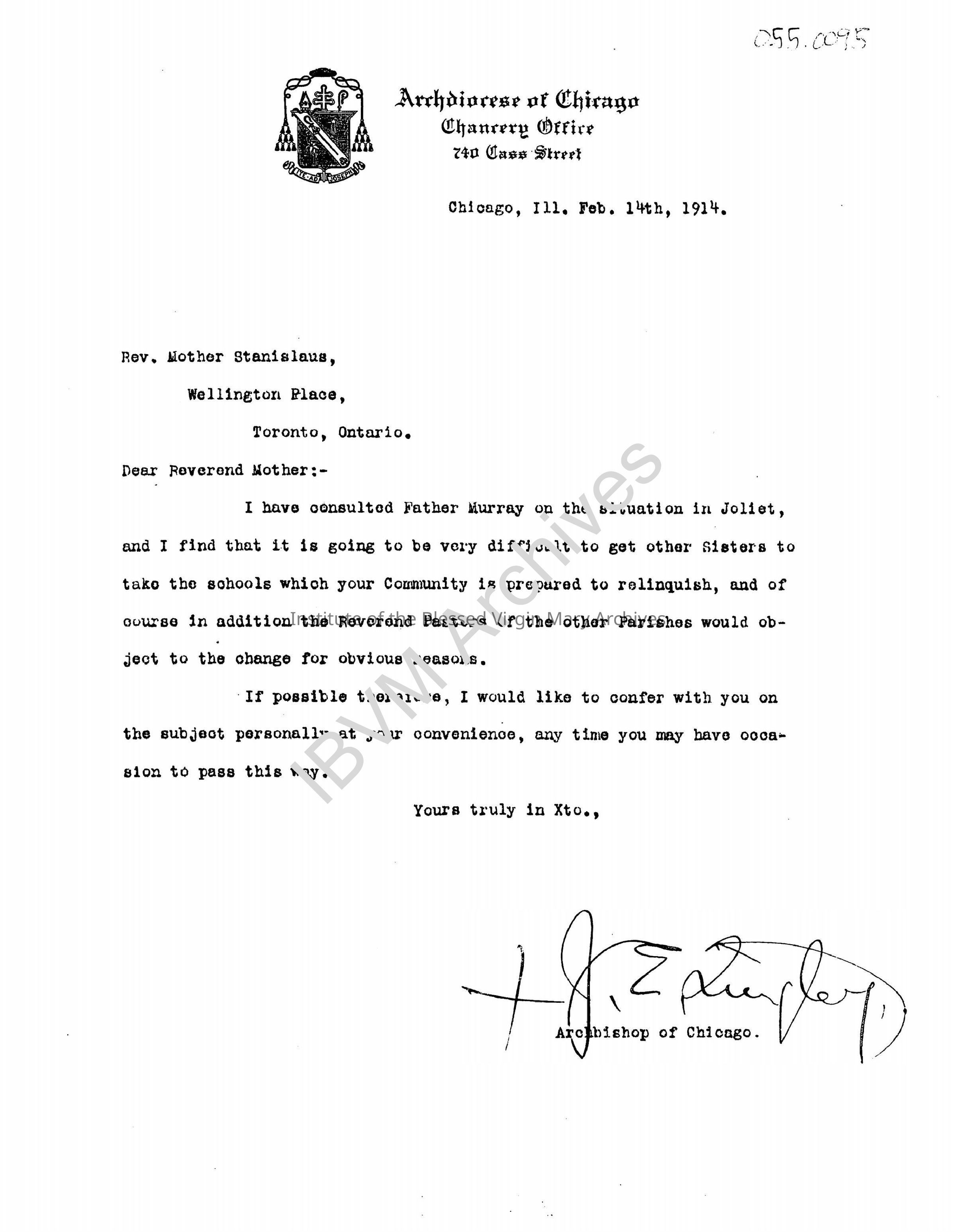 Letter from the Archdiocese of Chicago: PDF, Watermarked