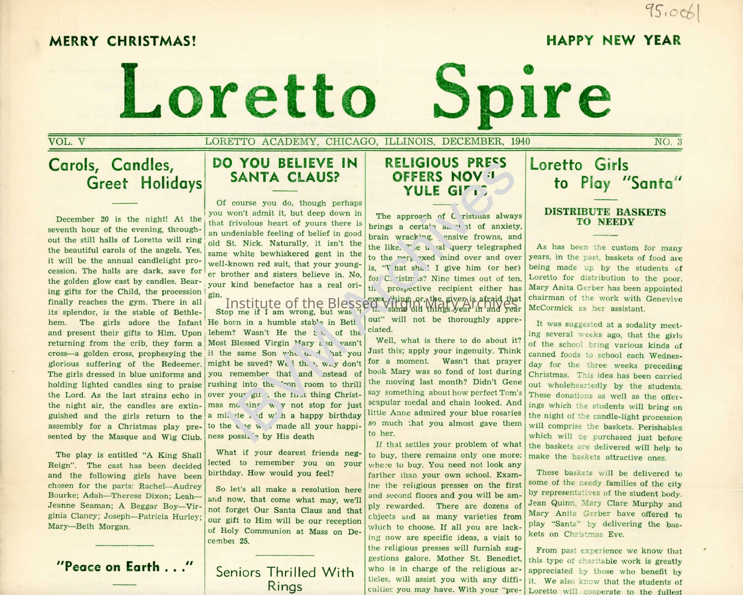 Loretto Spire, Volume V No. 3, 1940: PDF, Watermarked