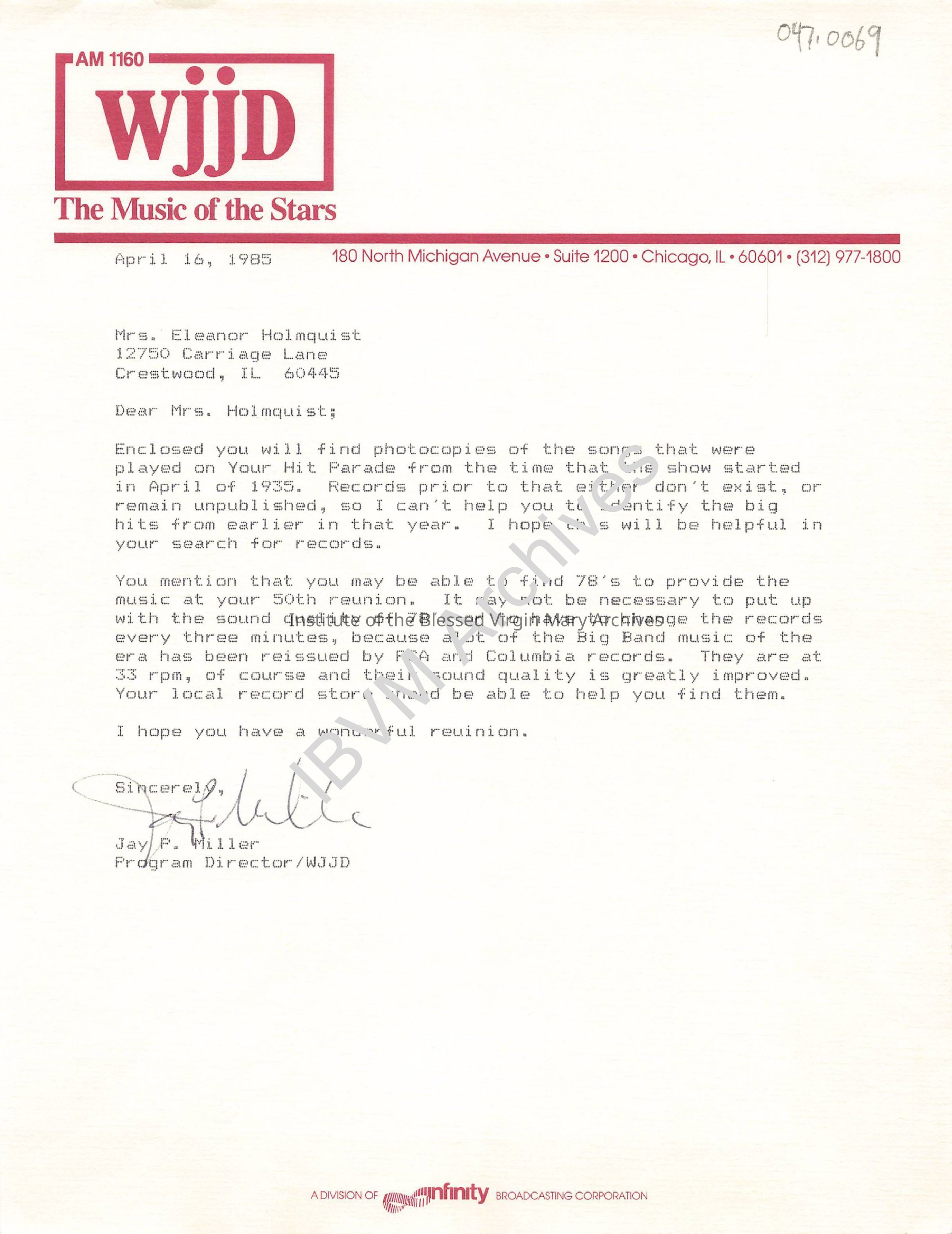 Letter from Jay P. Miller: PDF, Watermarked