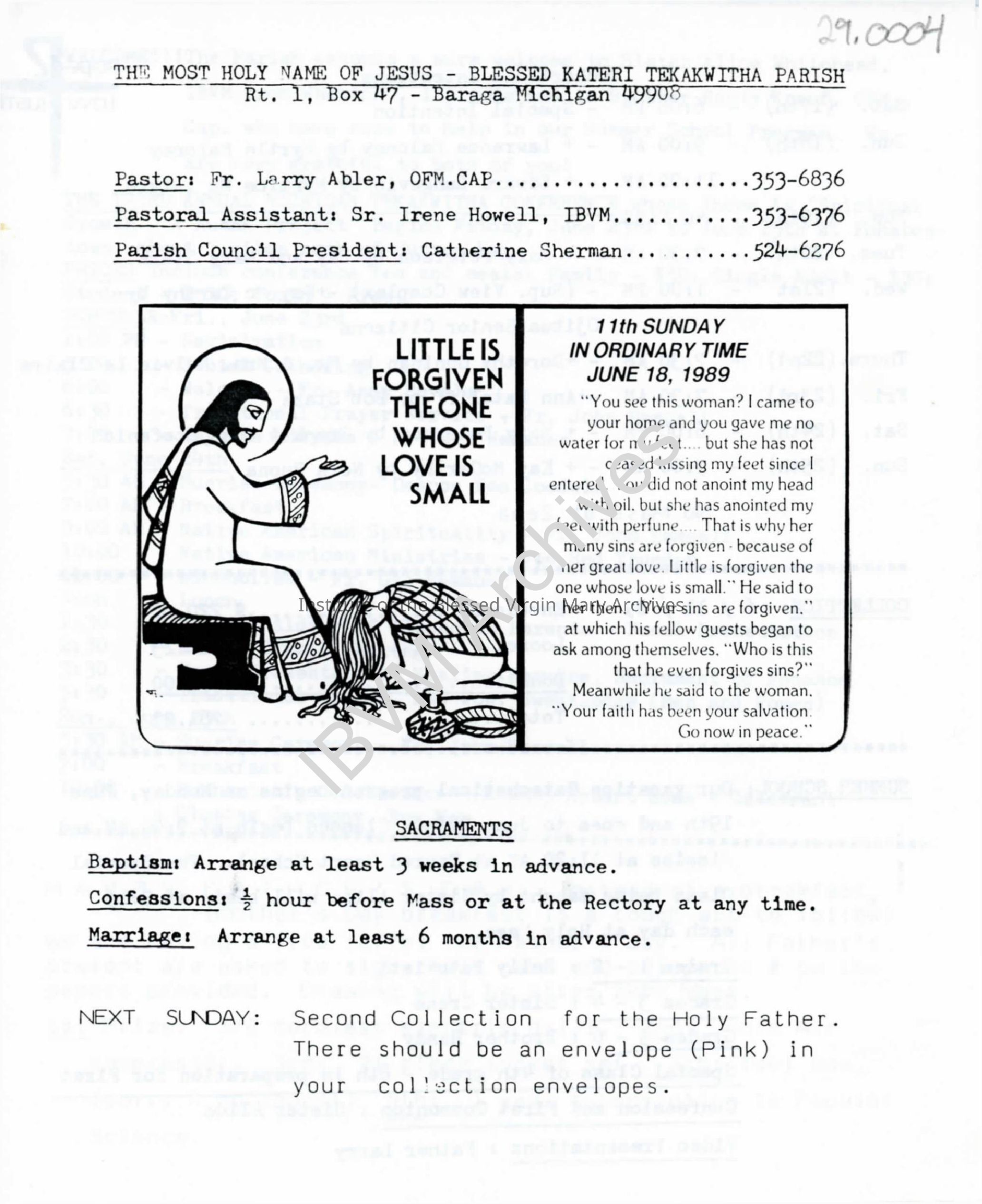Holy Name of Jesus Blessed Kateri Tekakwitha Parish Community Bulletin: PDF/A, Watermarked