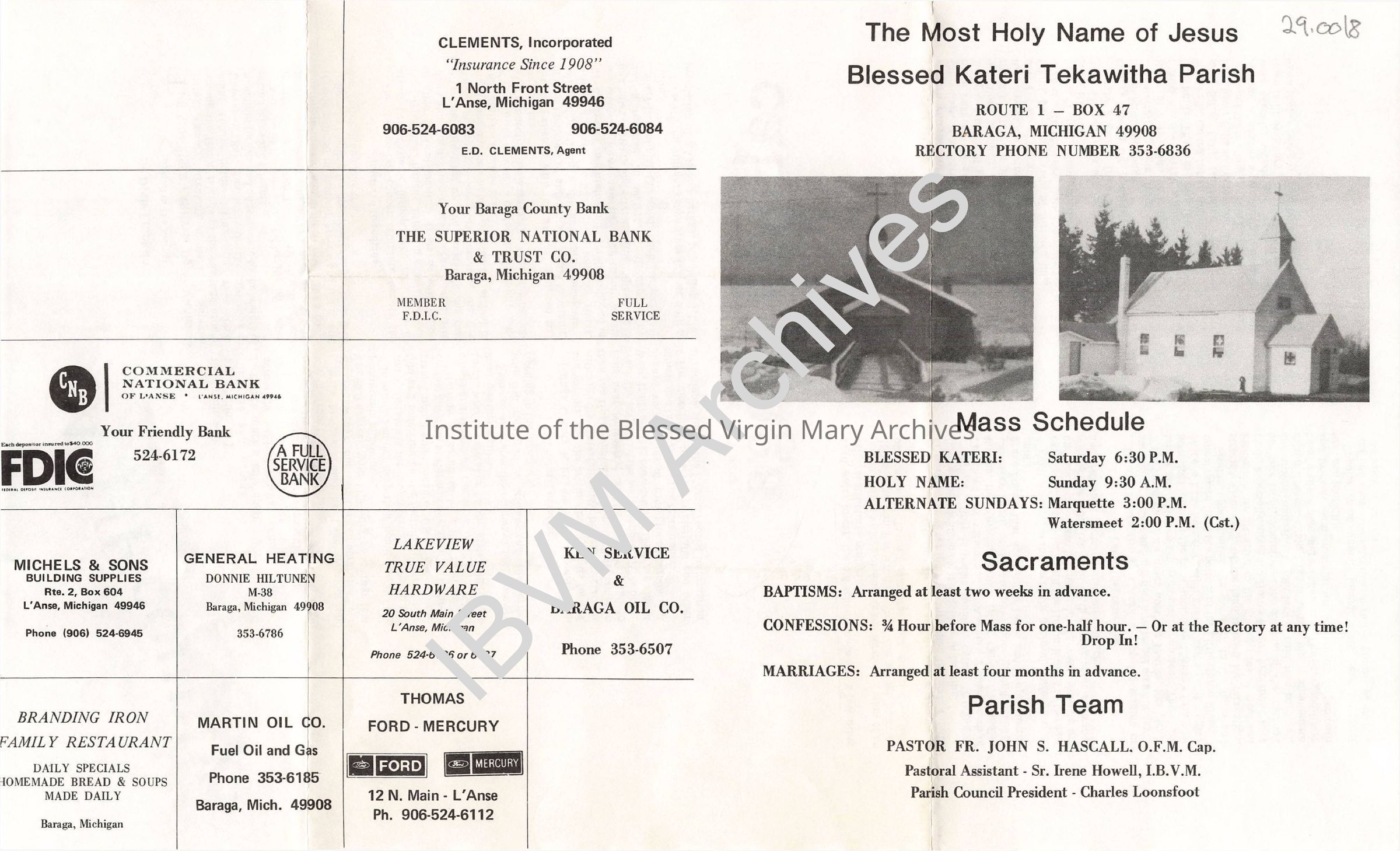 Holy Name of Jesus Blessed Kateri Tekakwitha Parish Community Bulletin: PDF/A, Watermarked