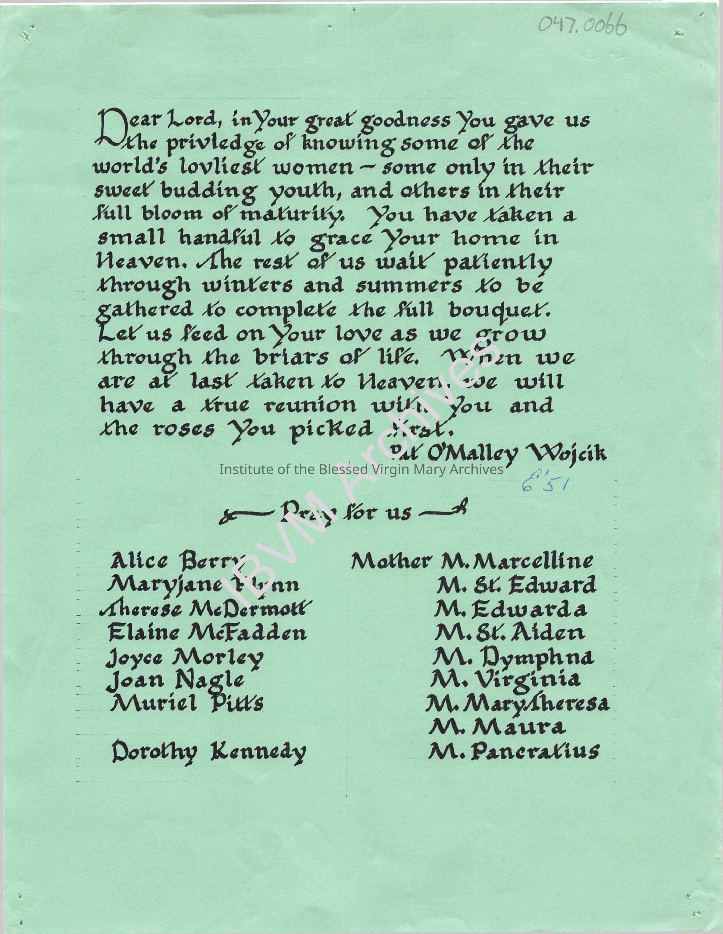 Loretto High School Reunion Prayer and Intentions: PDF, Watermarked