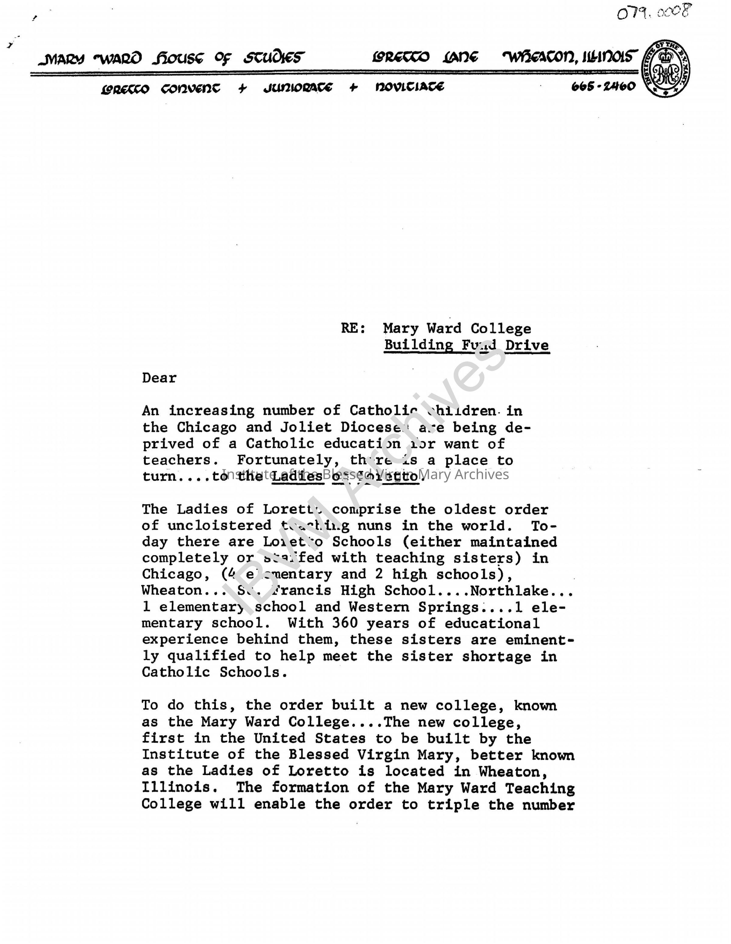 Mary Ward House of Studies Fundraising Letter: PDF, Watermarked