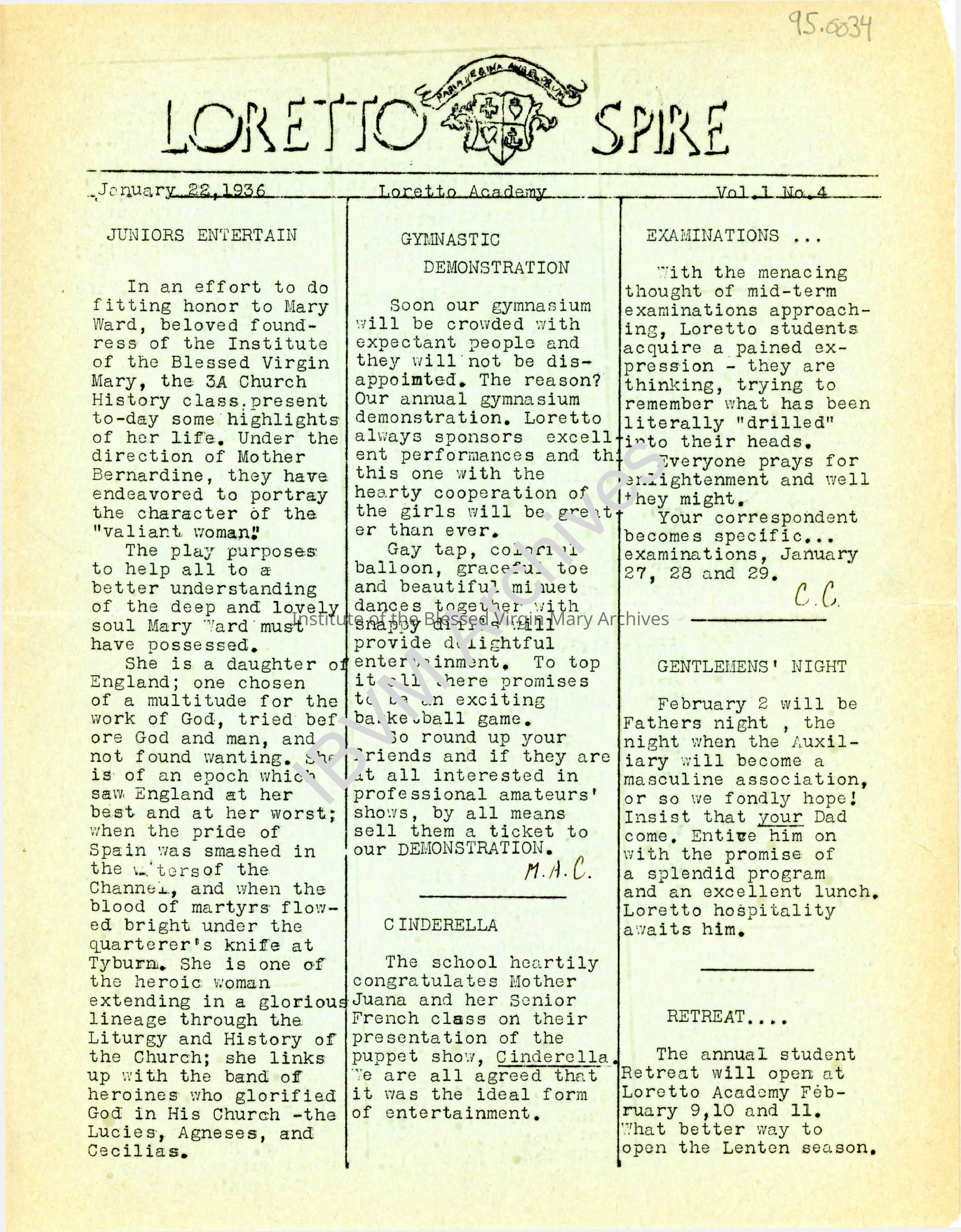 Loretto Spire, Volume 1 No. 4, 1937: PDF, Watermarked