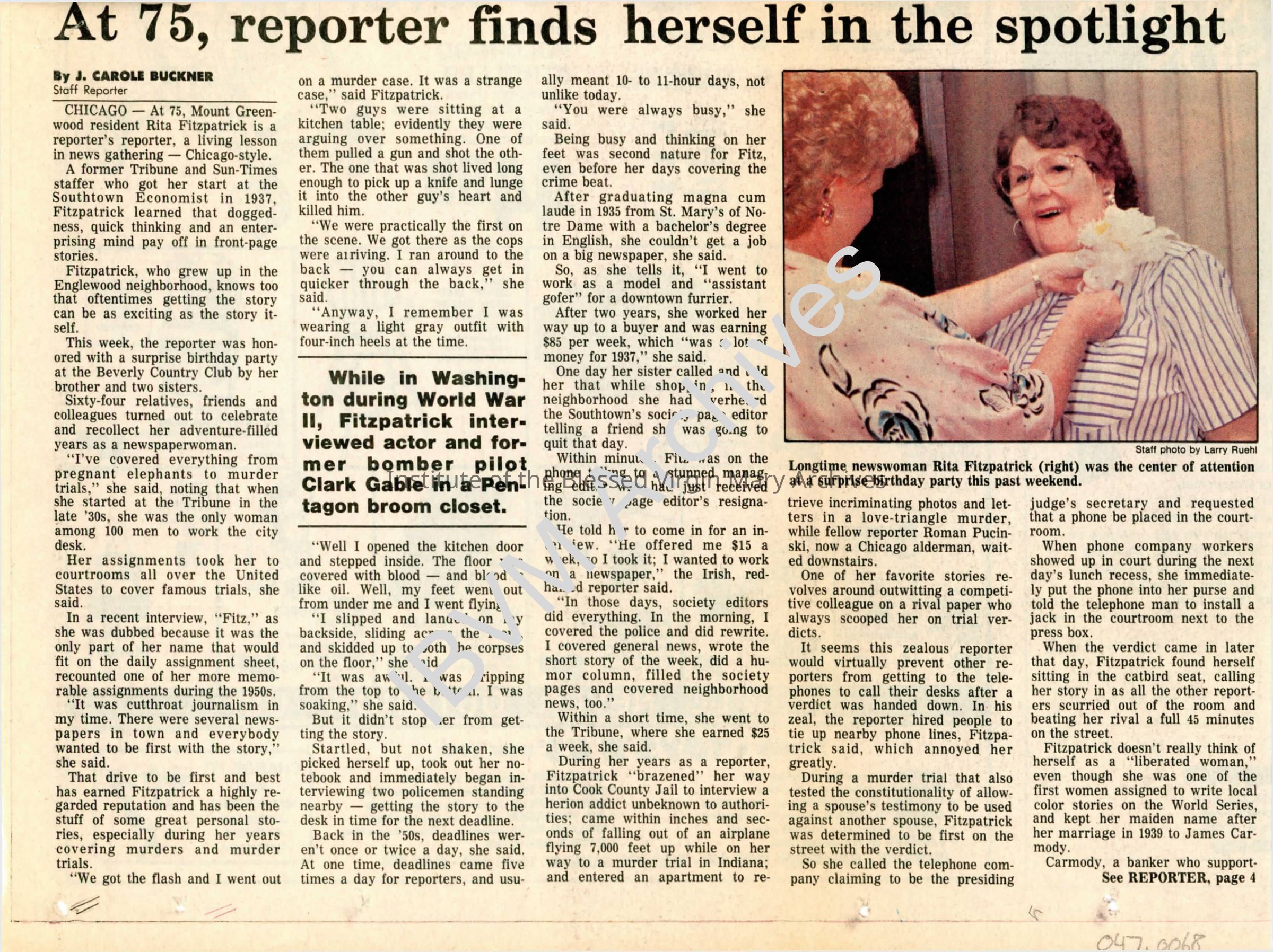 Rita Fitzpatrick Newspaper Article: PDF, Watermarked