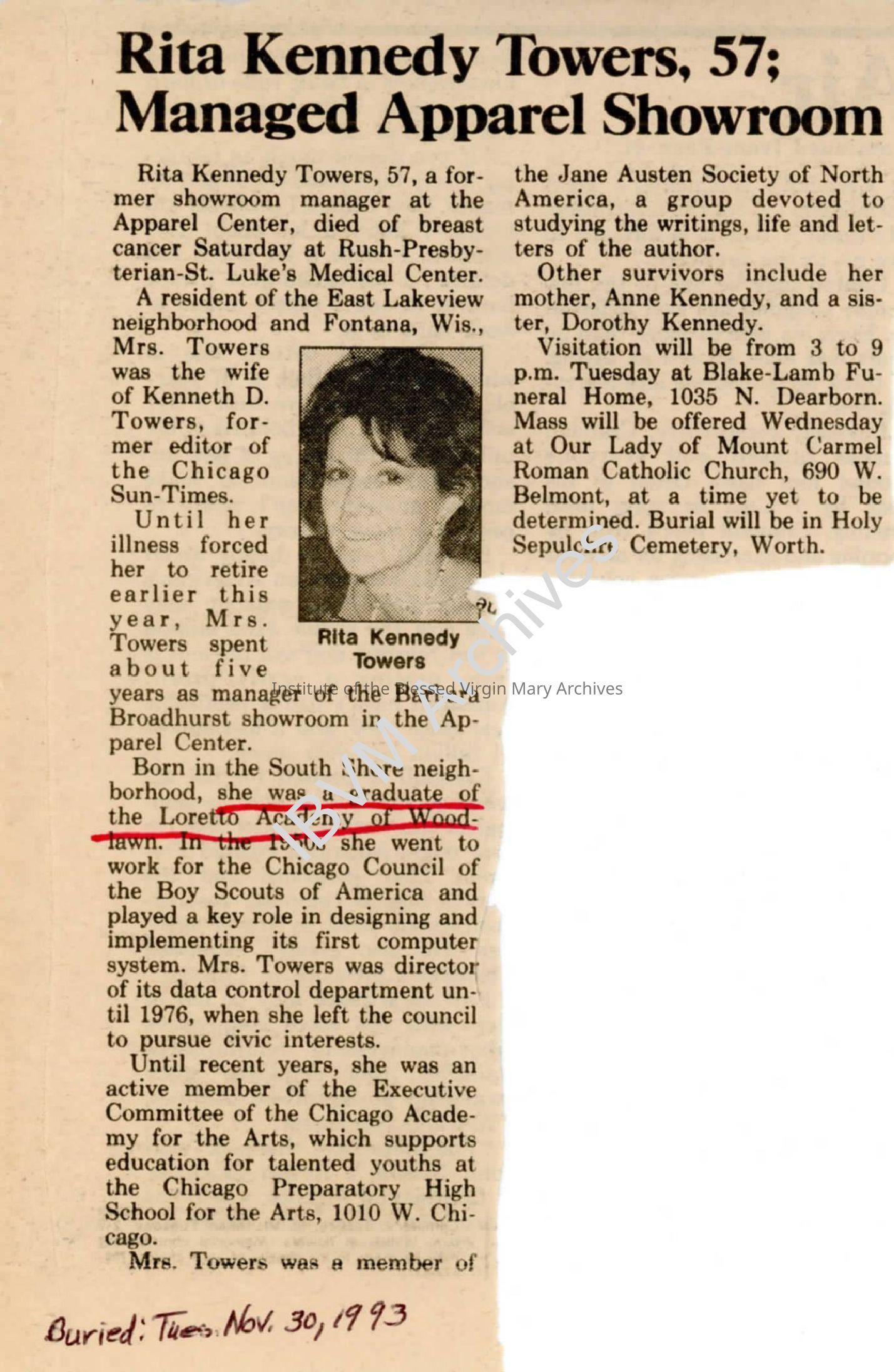 Rita Kennedy Towers Obituary: PDF, Watermarked