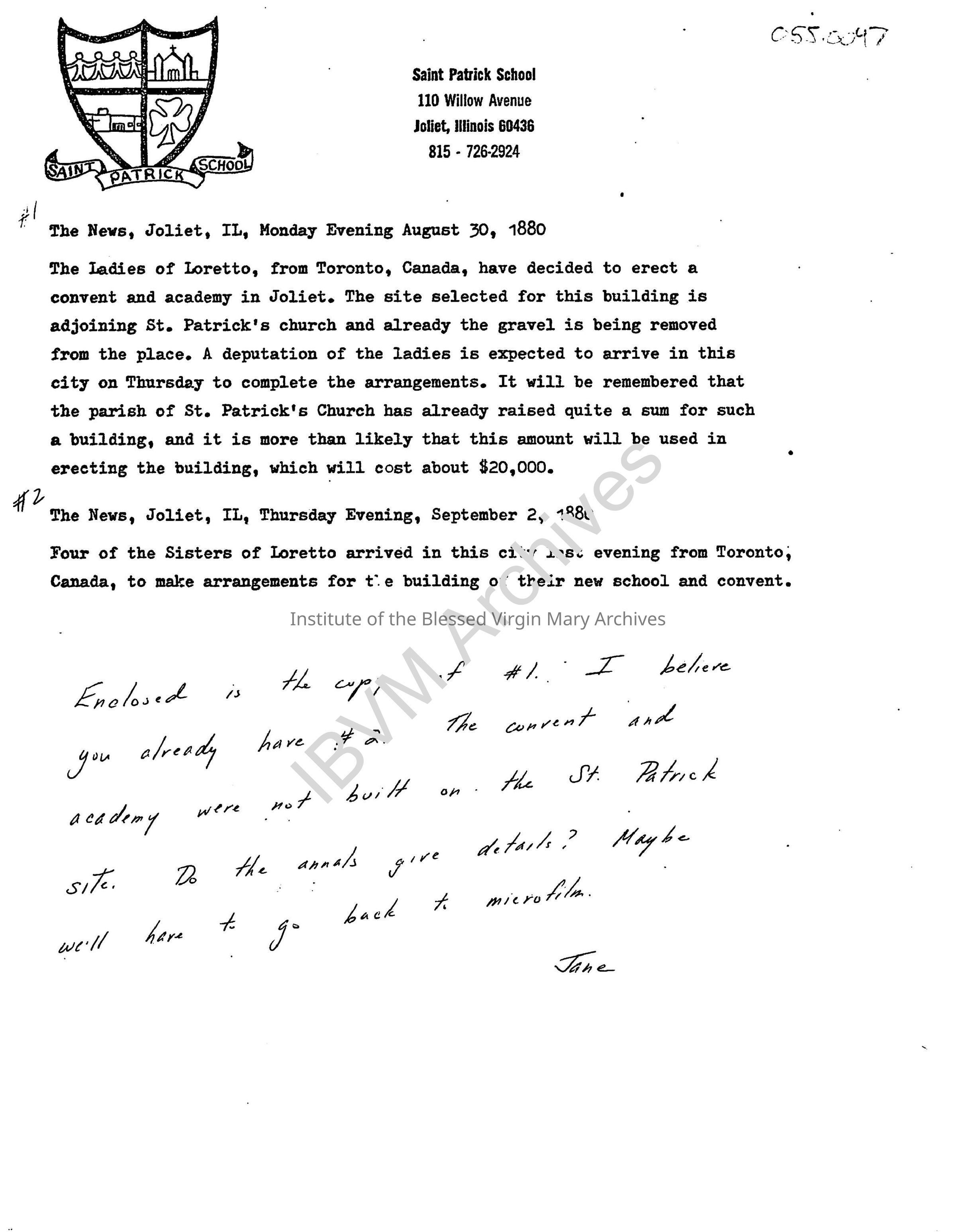 St. Patrick's School Letter: PDF, Watermarked