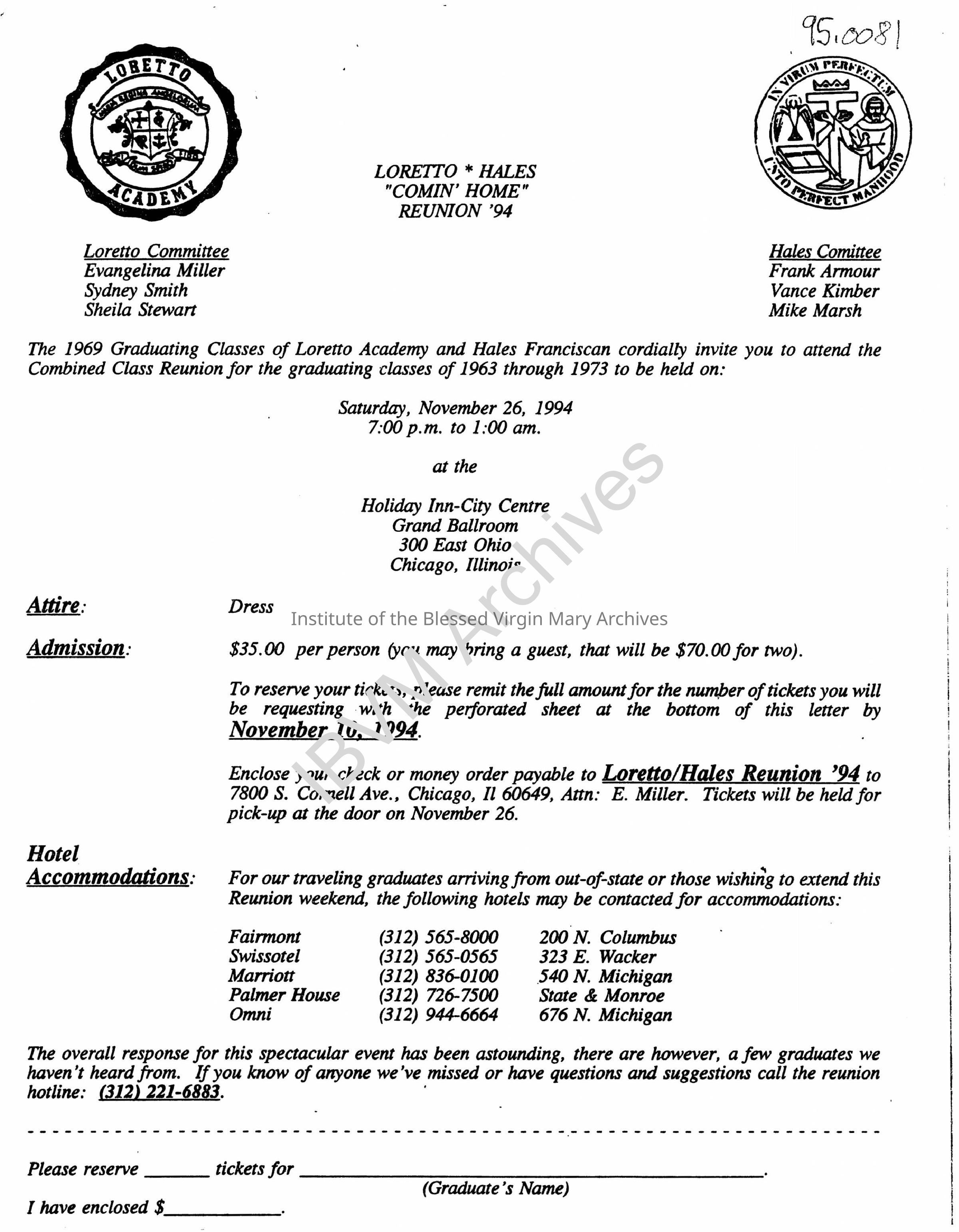 Loretto Academy and Hales Franciscan Class Reunion Invitation: PDF, Watermarked