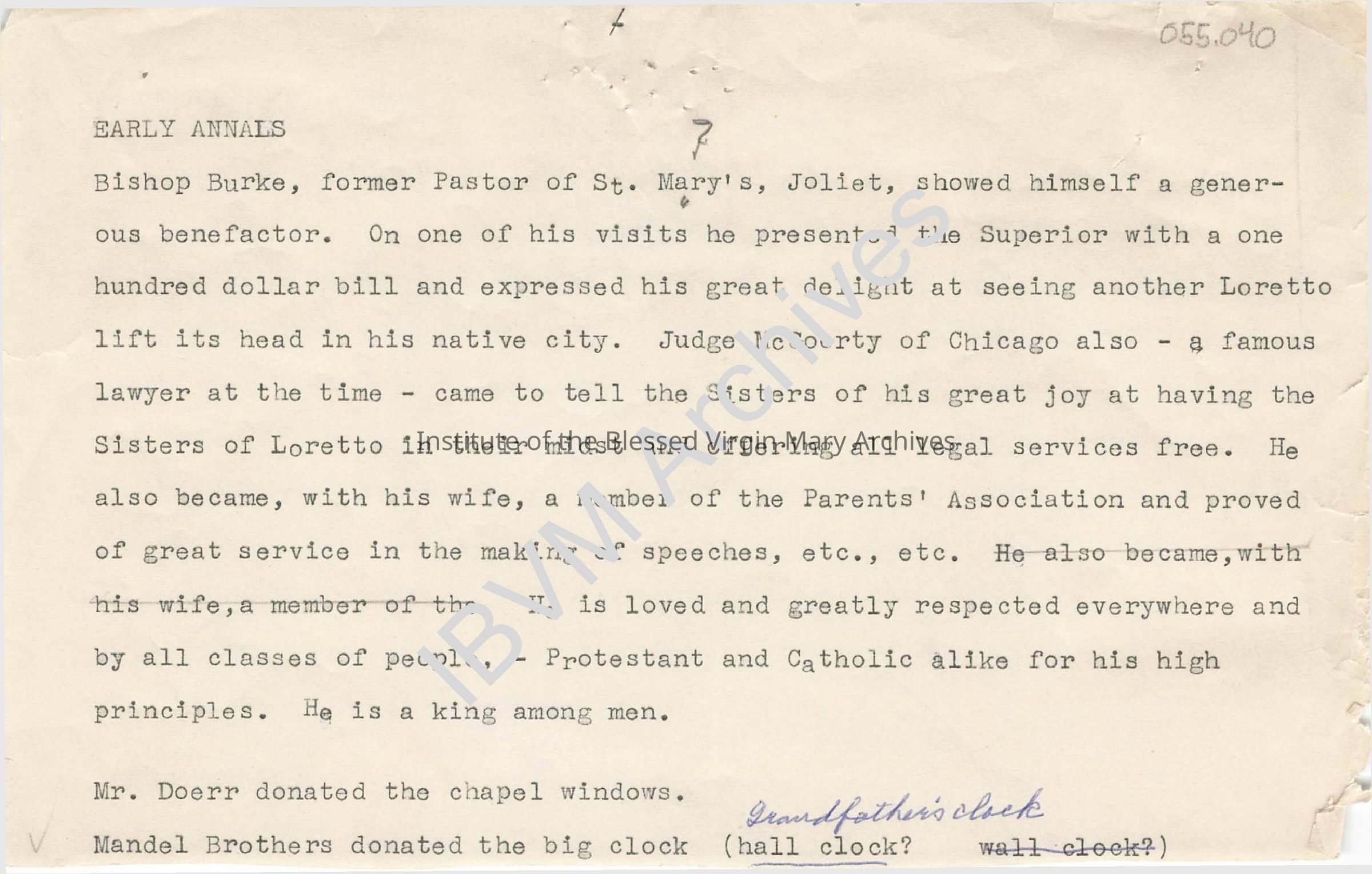 Early Annals of the IBVM in Joliet: PDF, Watermarked