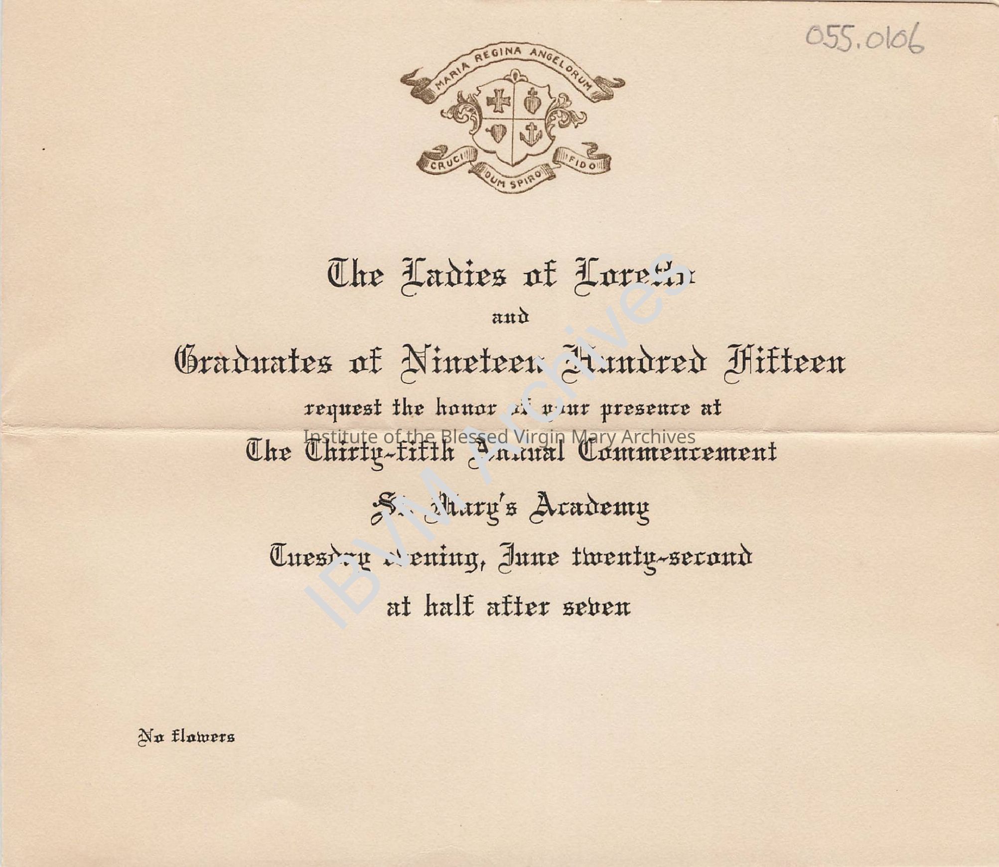 St. Mary's Academy Commencement Invitation: PDF, Watermarked
