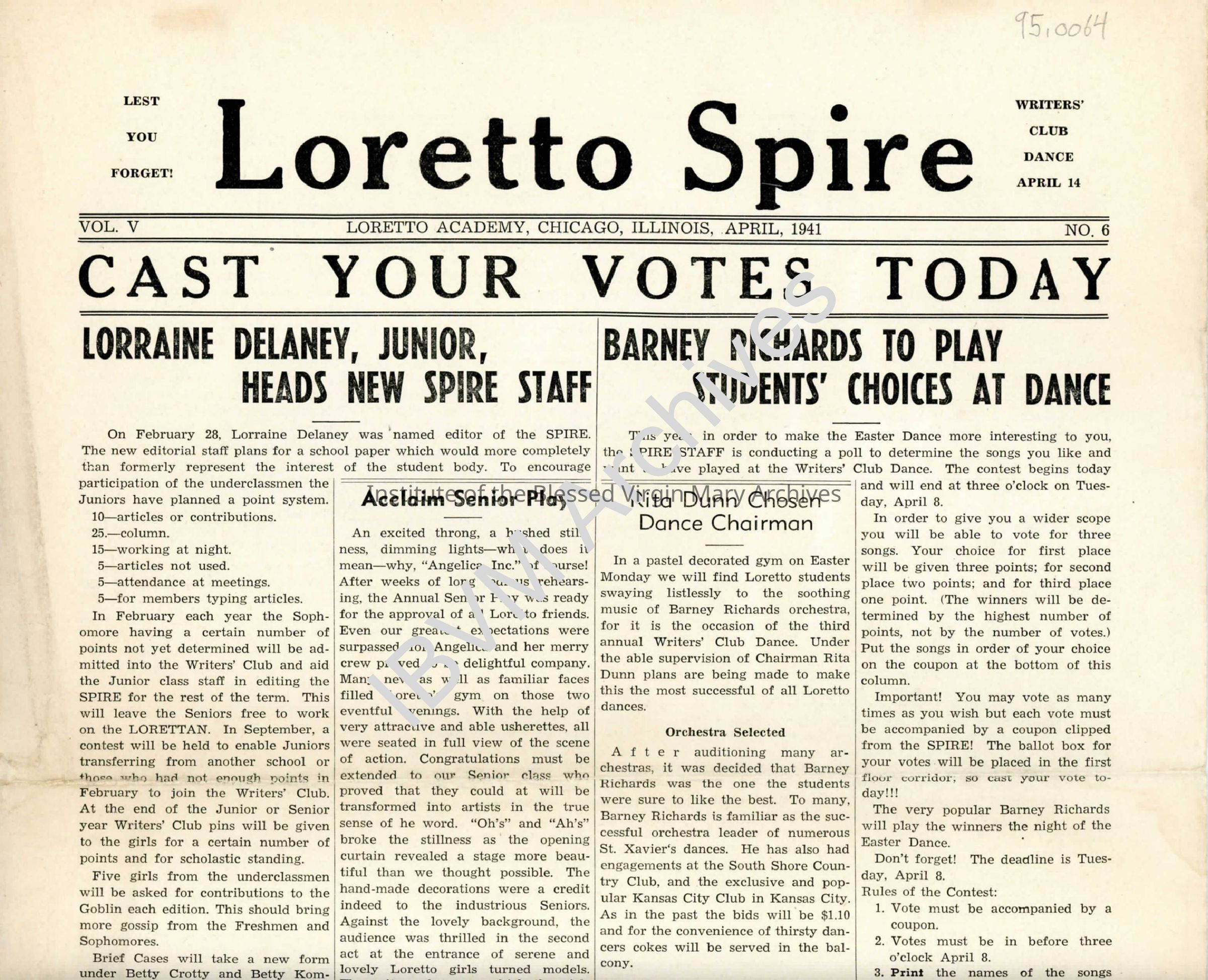 Loretto Spire, Volume V No. 6, 1941: PDF, Watermarked