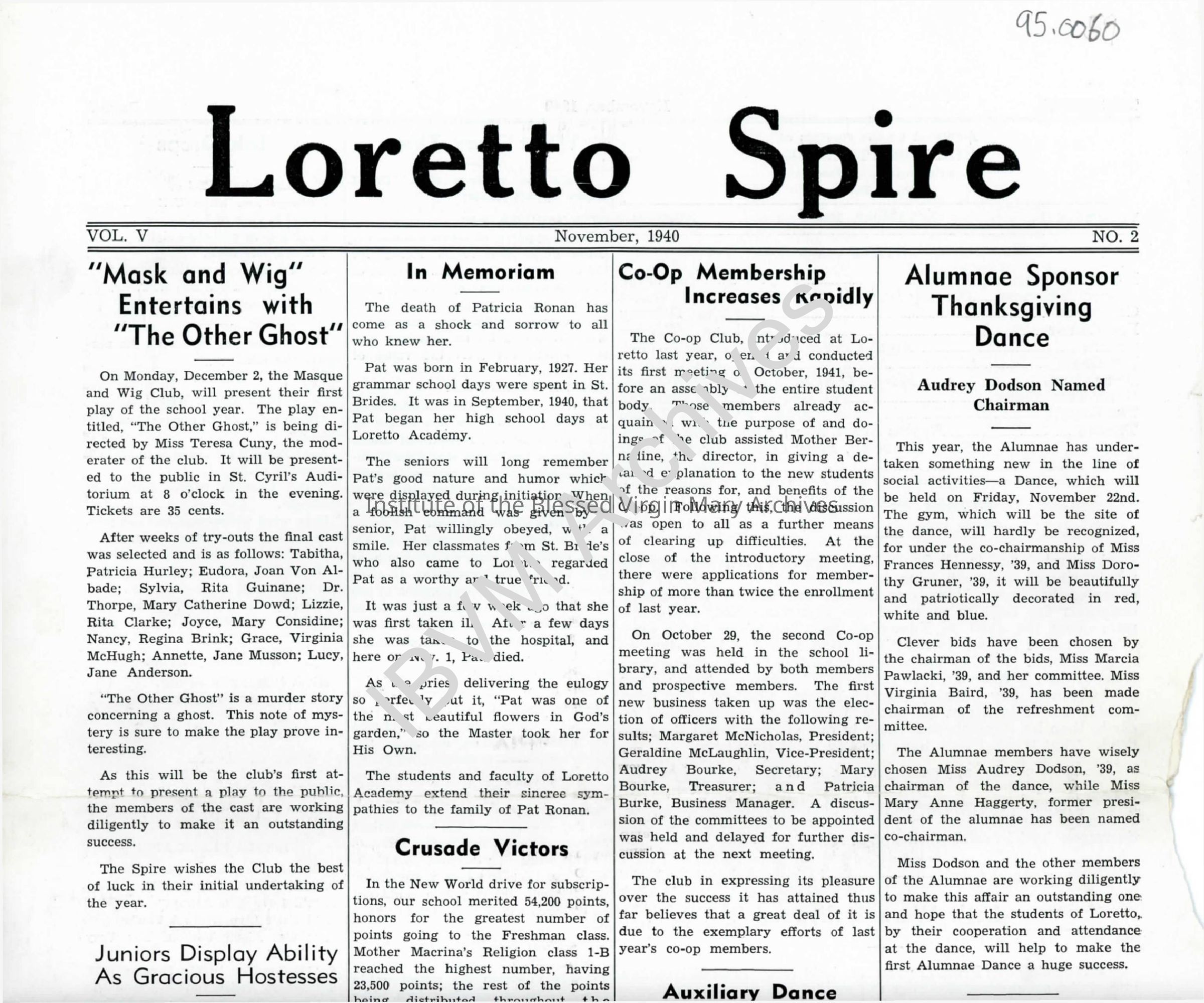 Loretto Spire, Volume V No. 2, 1940: PDF, Watermarked