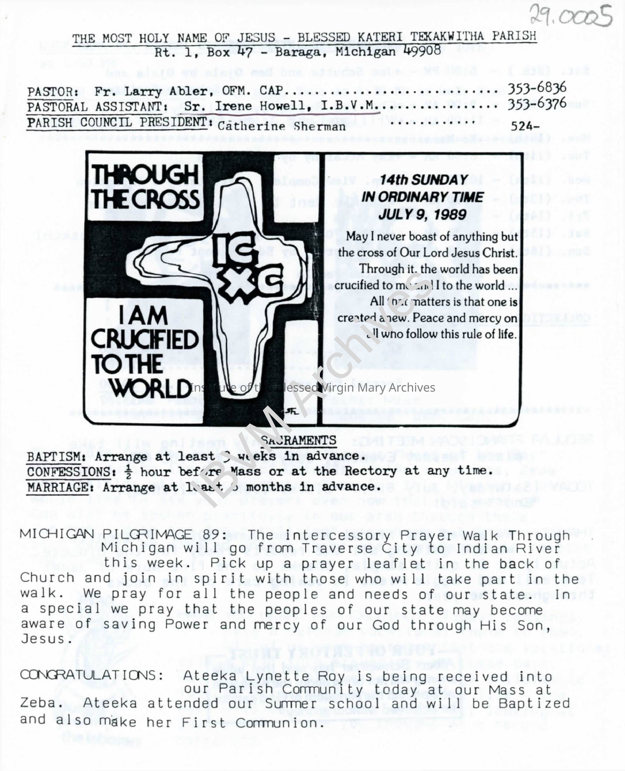 Holy Name of Jesus Blessed Kateri Tekakwitha Parish Community Bulletin: PDF/A, Watermarked