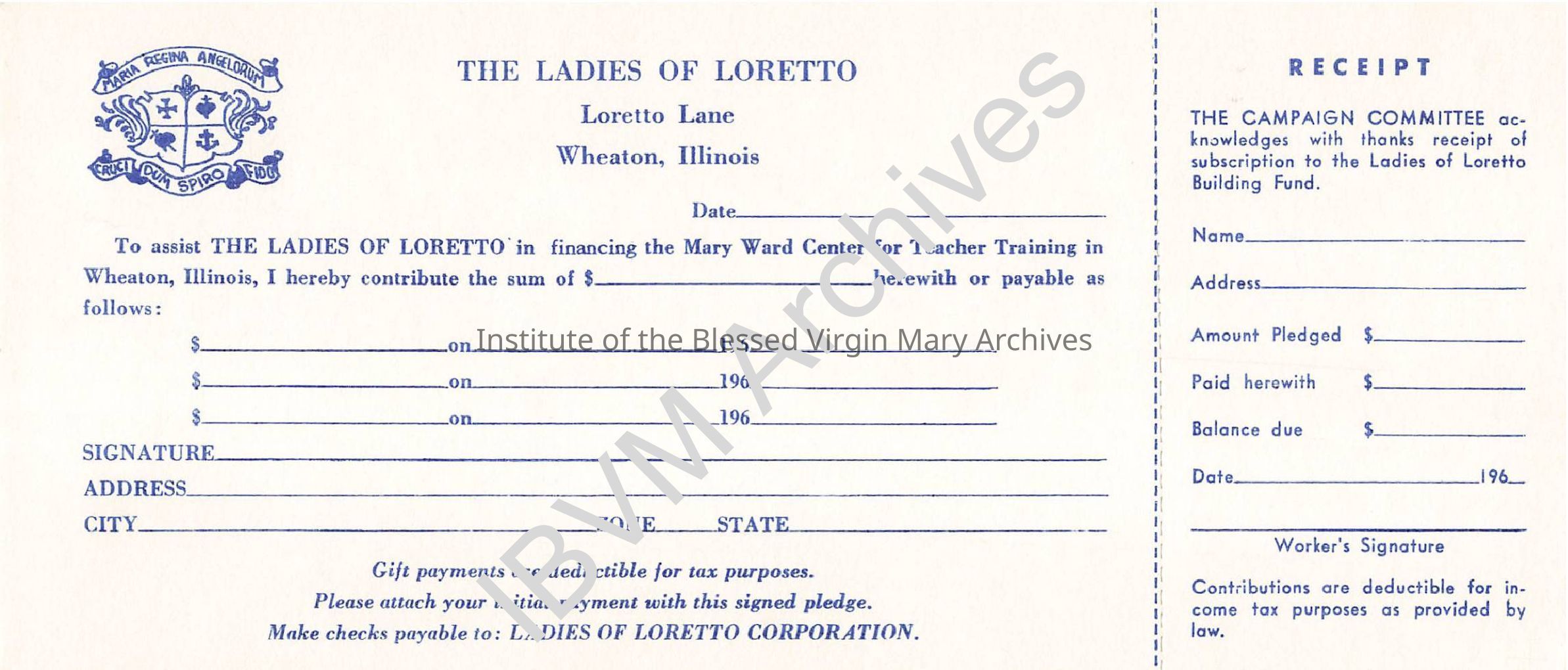 Ladies of Loretto Donation Form: PDF, Watermarked