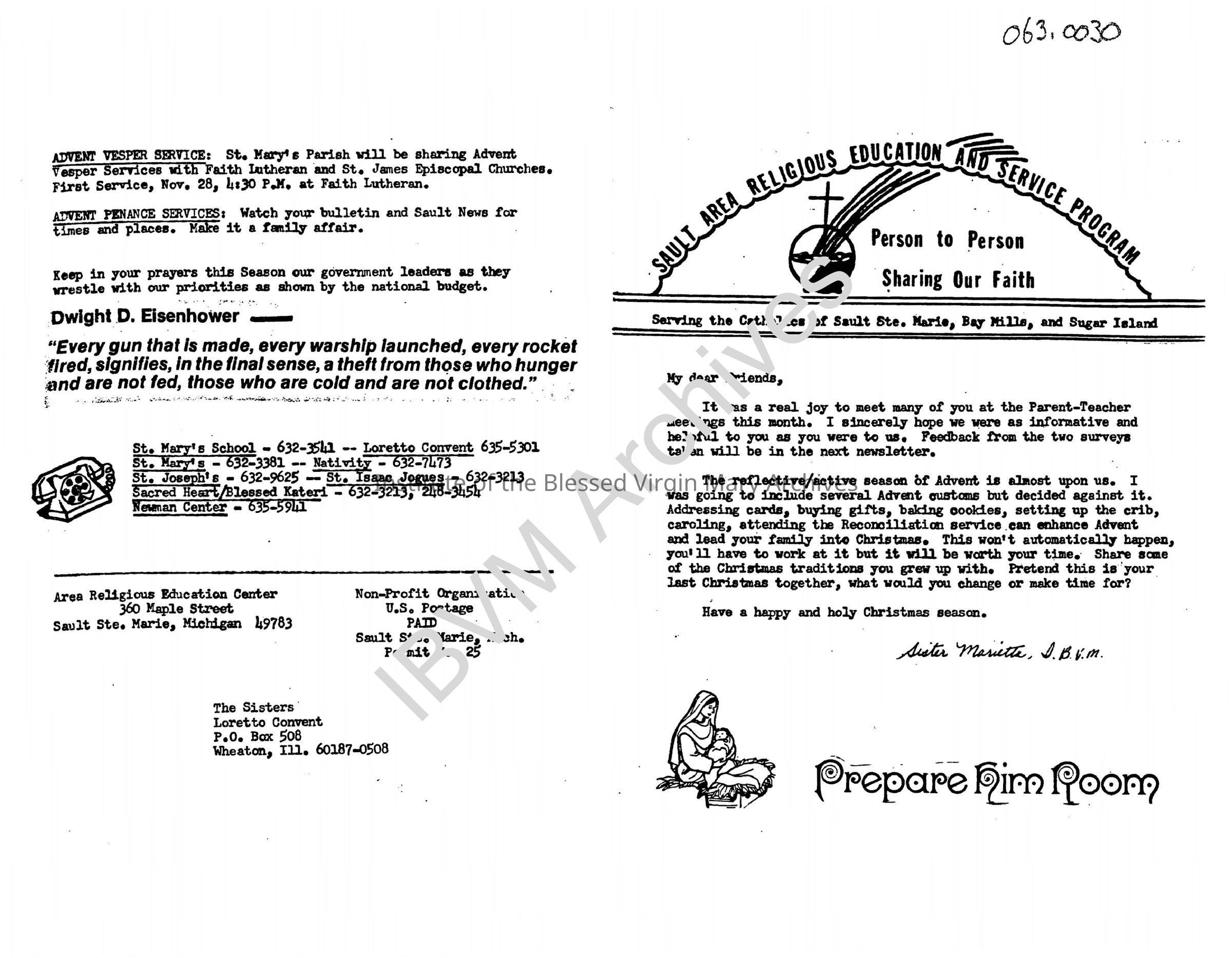 Sault Area Religious Education and Service Program Newsletter: PDF, Watermarked