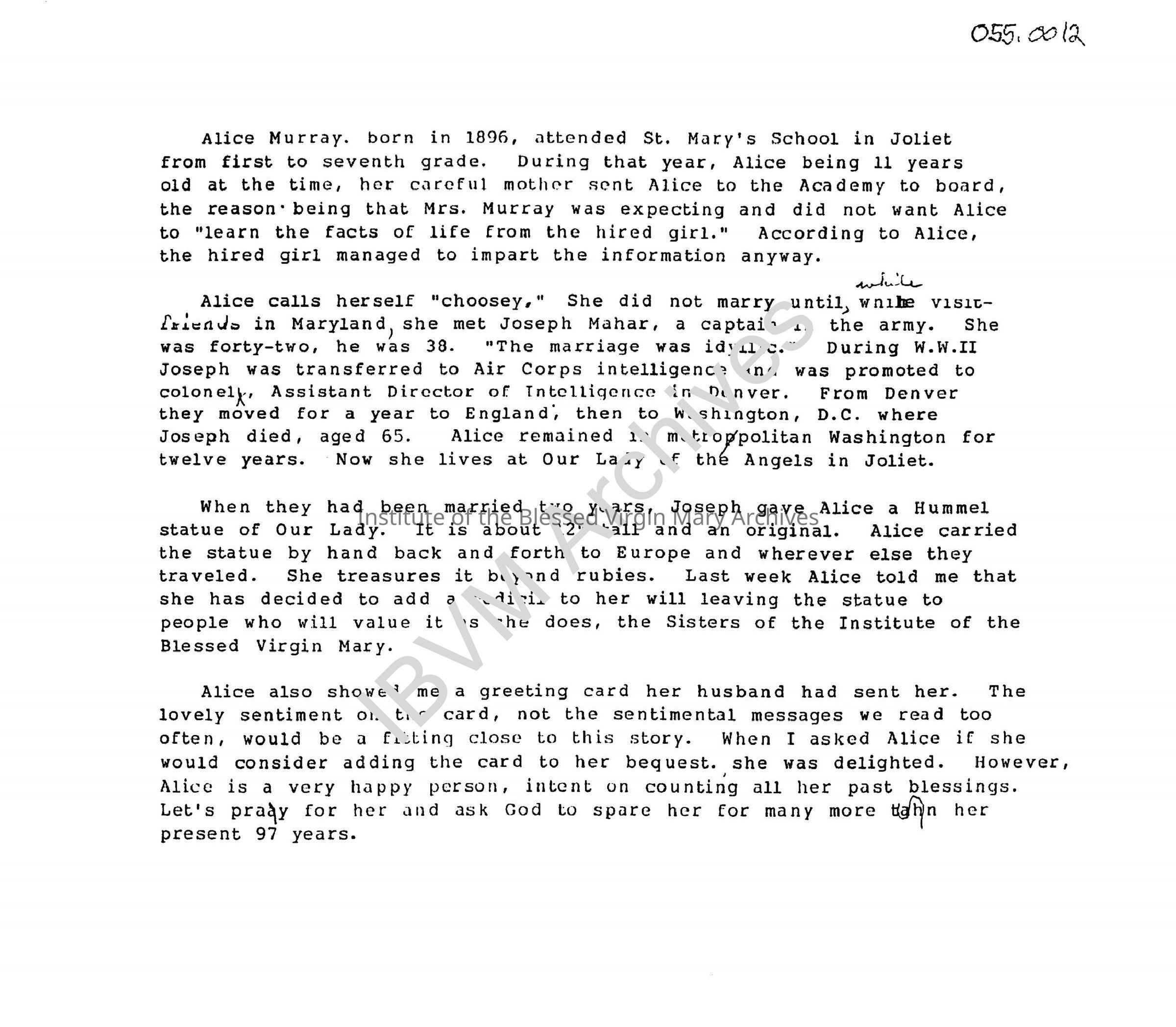 Memories of Alice Murrary: PDF, Watermarked