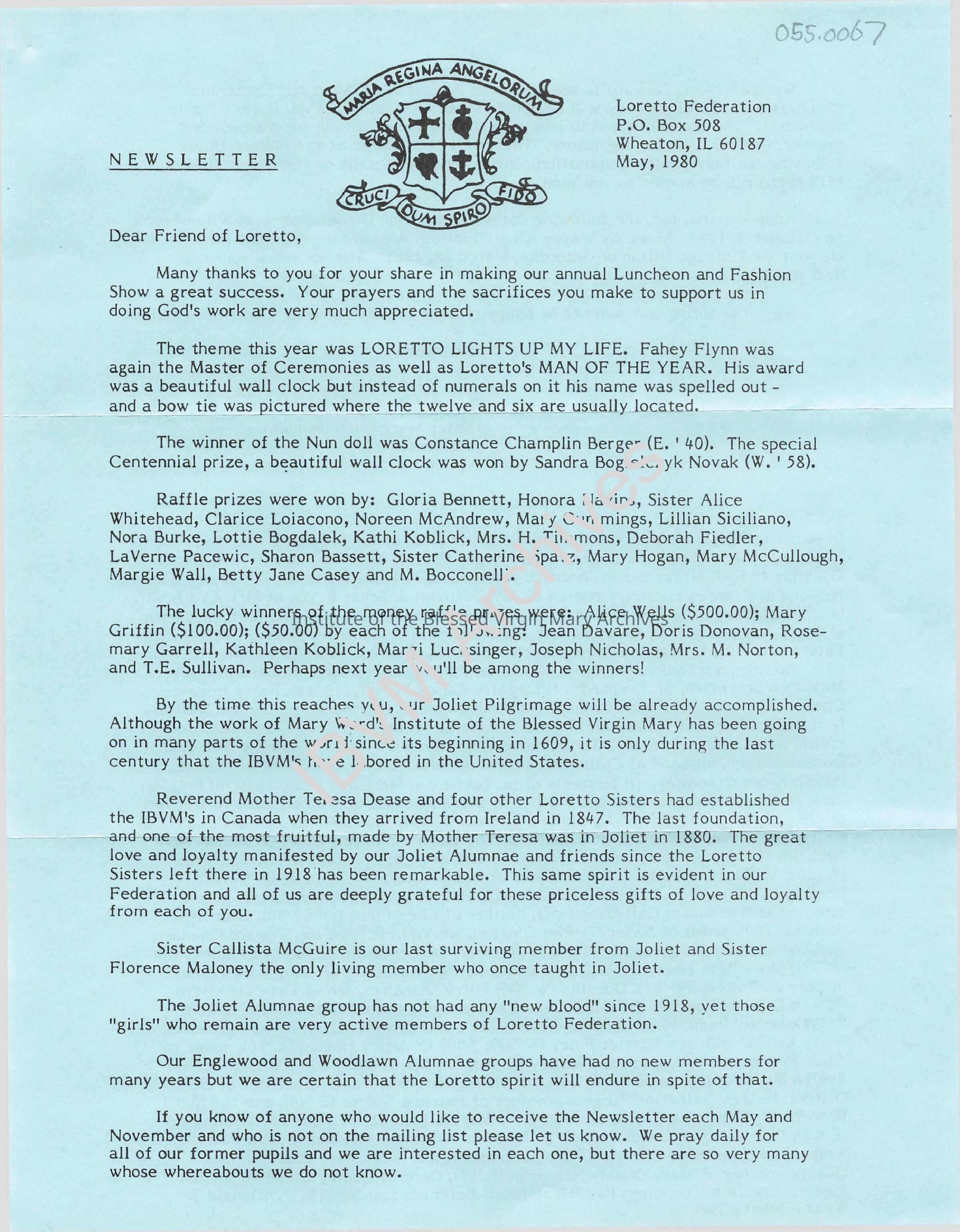 Loretto Federation Newsletter: PDF, Watermarked