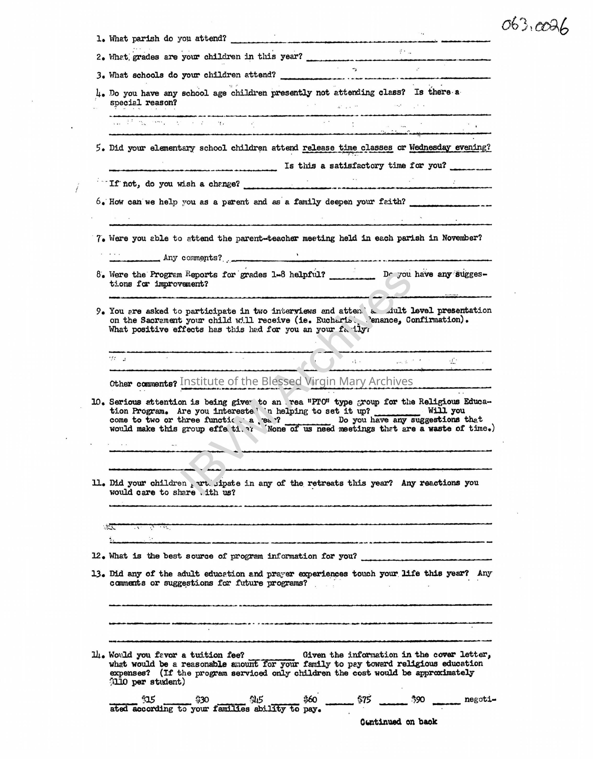 Religious Education Questionnaire: PDF, Watermarked