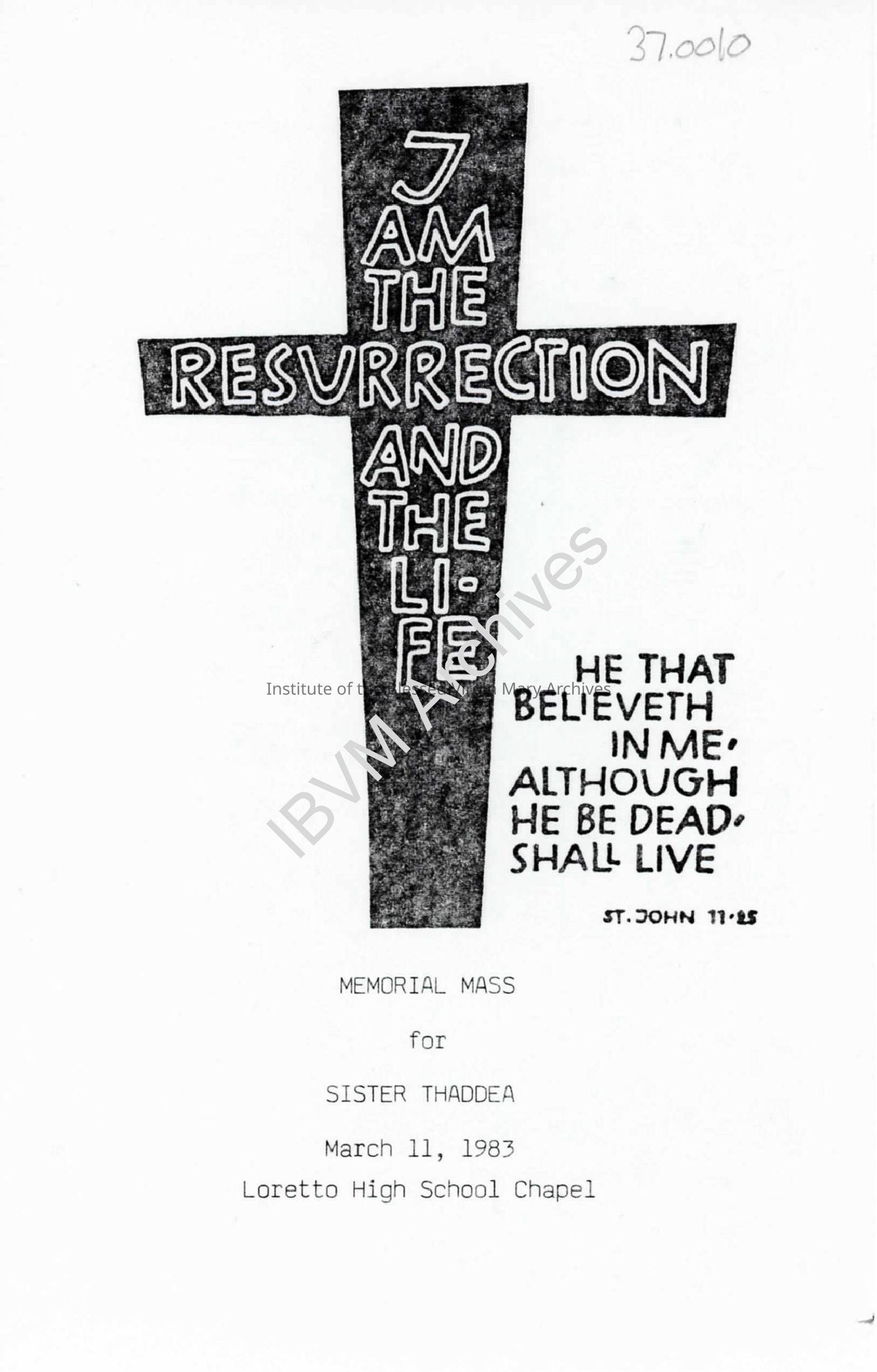 Memorial Mass Program for Sister Thaddea: PDF, Watermarked