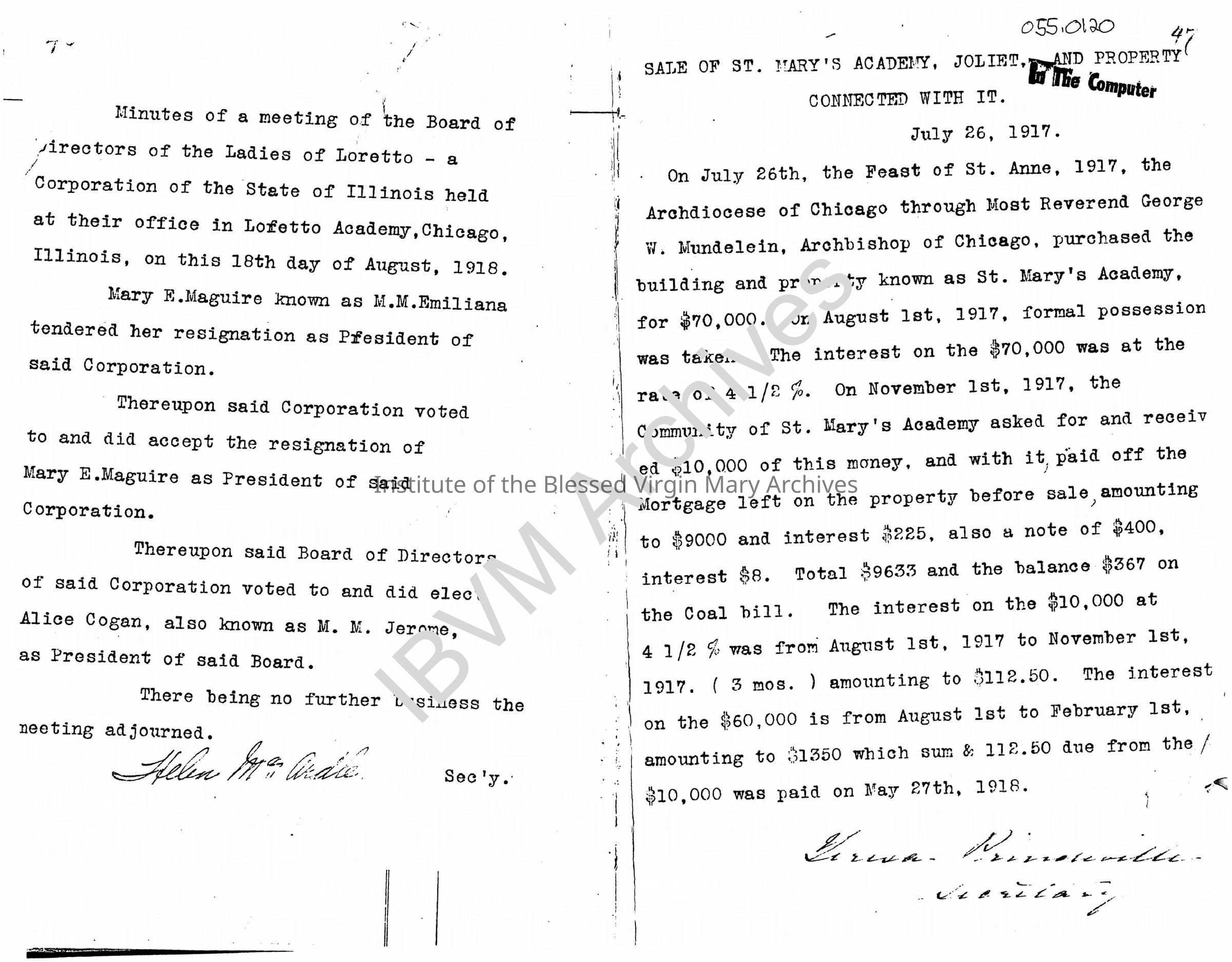 Sale of St. Mary's Academy and Meeting Minutes: PDF, Watermarked